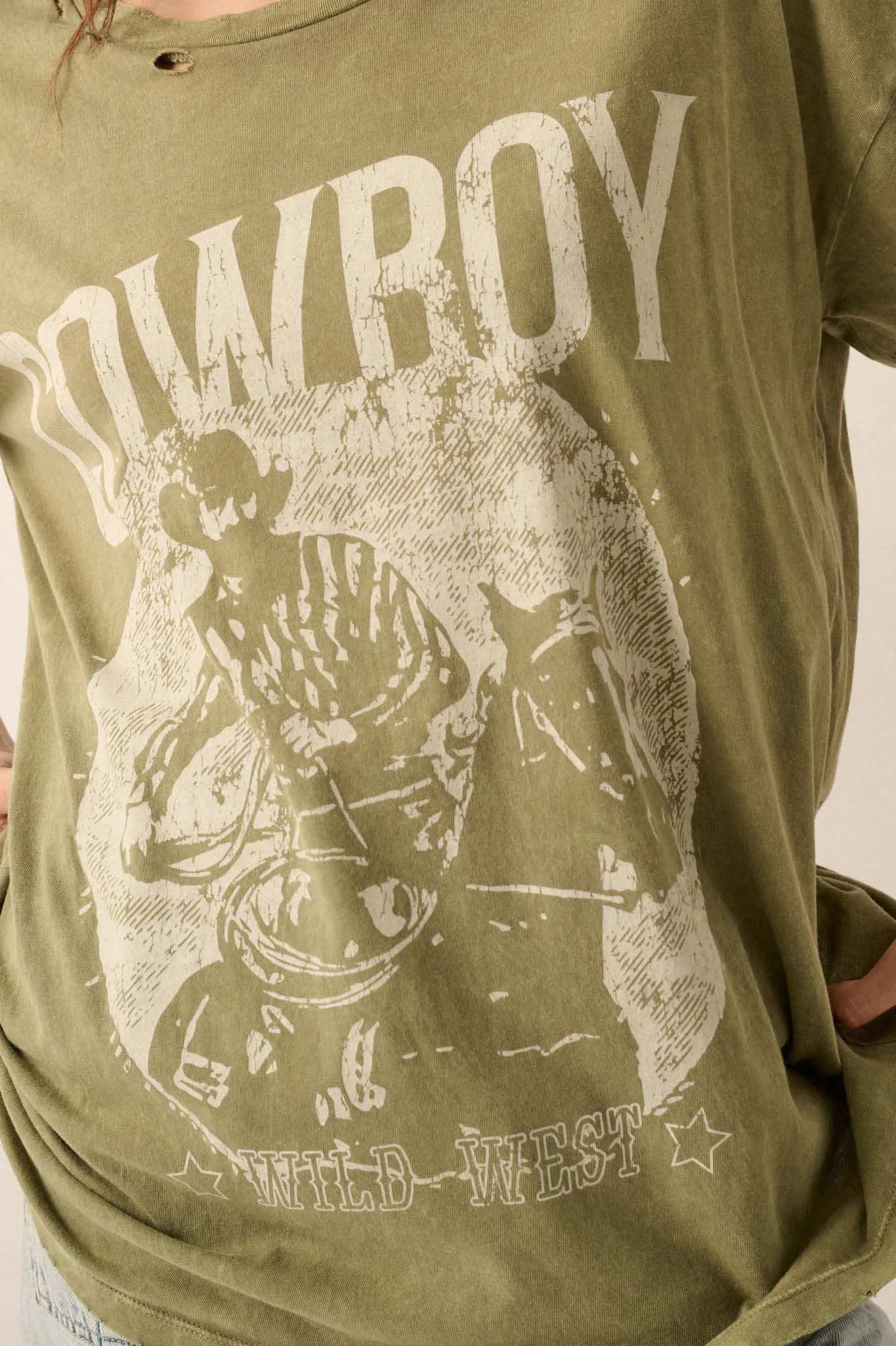 Cowboy Wild West Distressed Oversize Graphic Tee sold by Promesa product image thumbnail 2