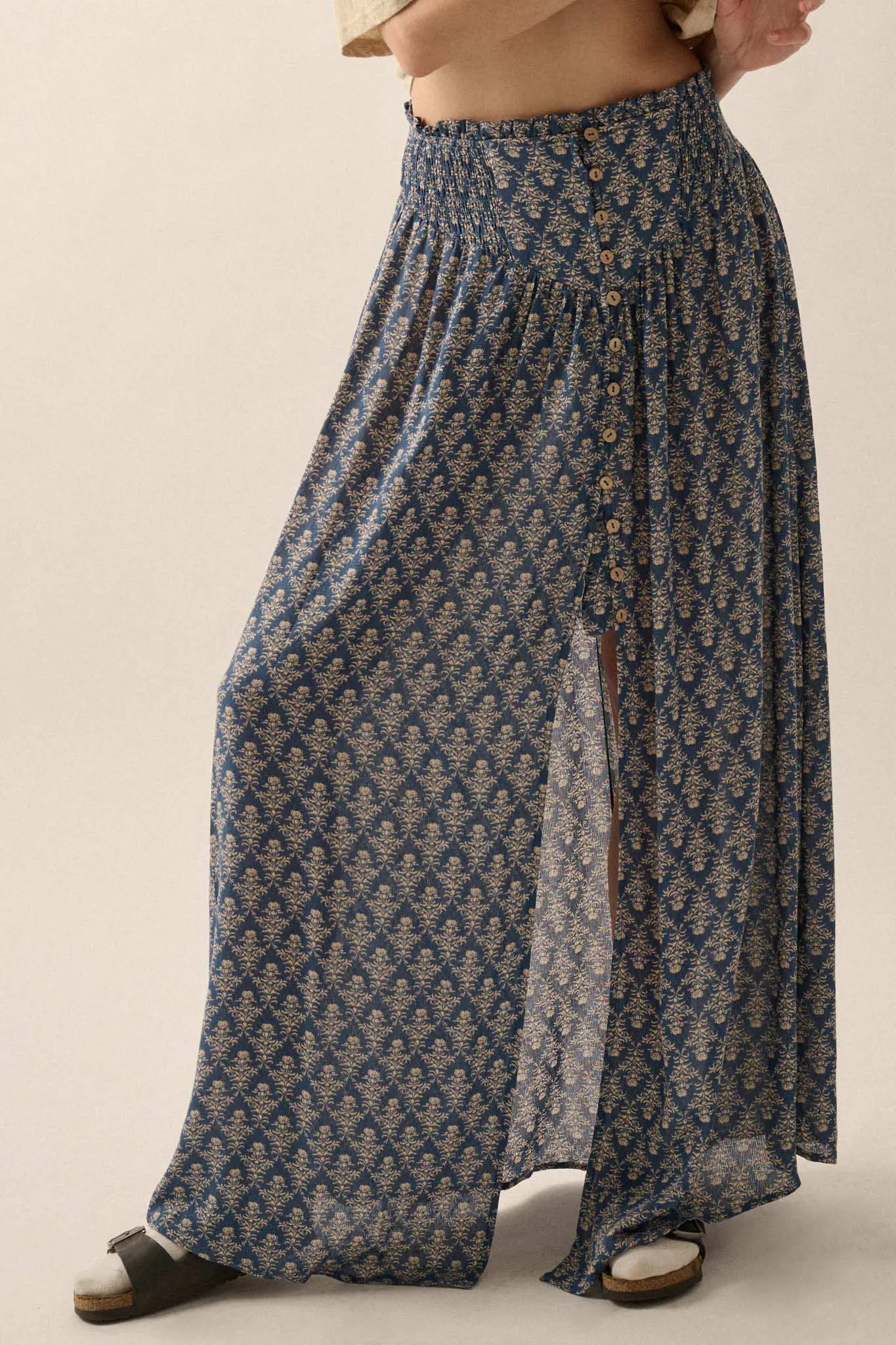 Romantic Beauty Floral Button-Front Maxi Skirt sold by Promesa product image thumbnail 5