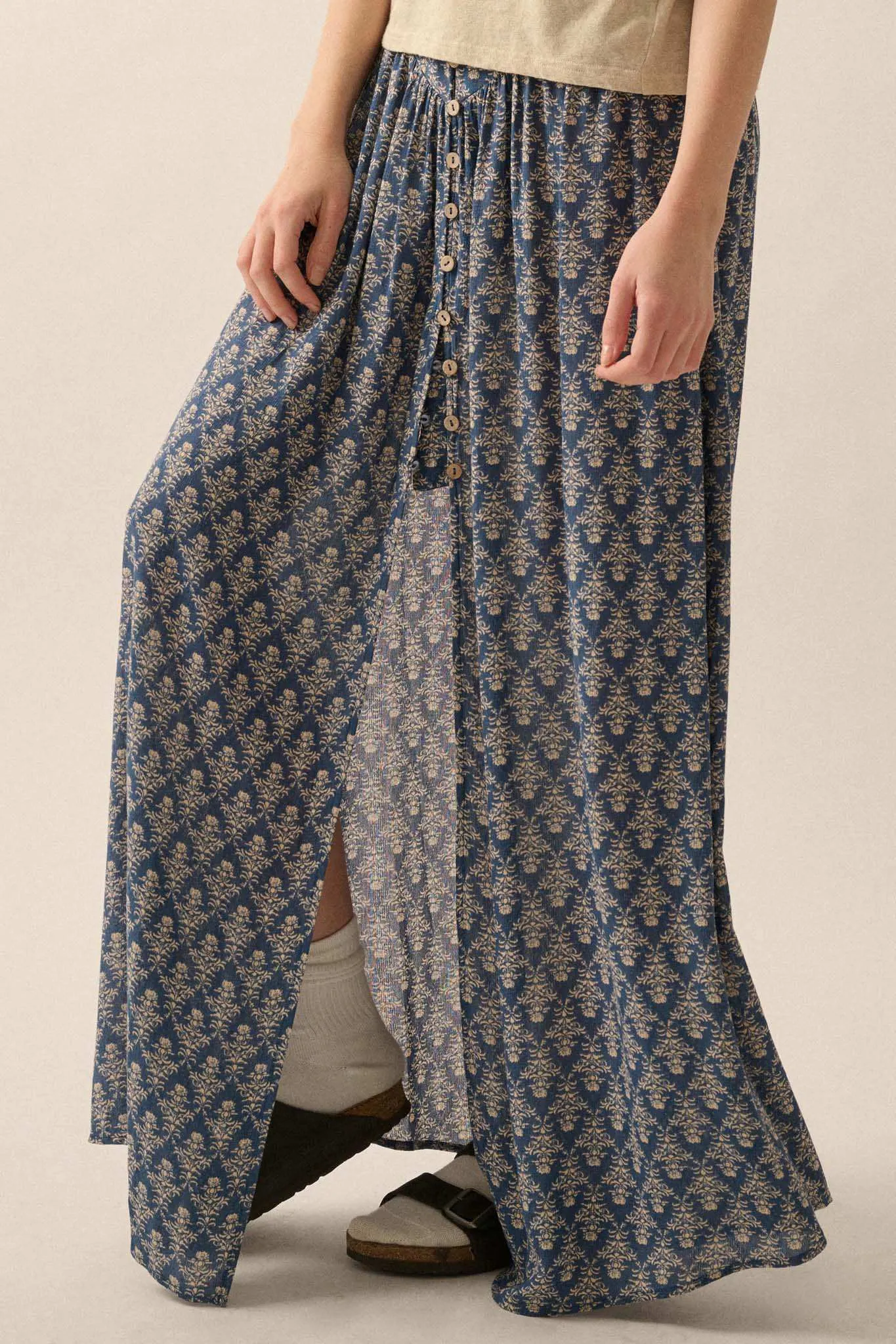 Romantic Beauty Floral Button-Front Maxi Skirt sold by Promesa product image thumbnail 2