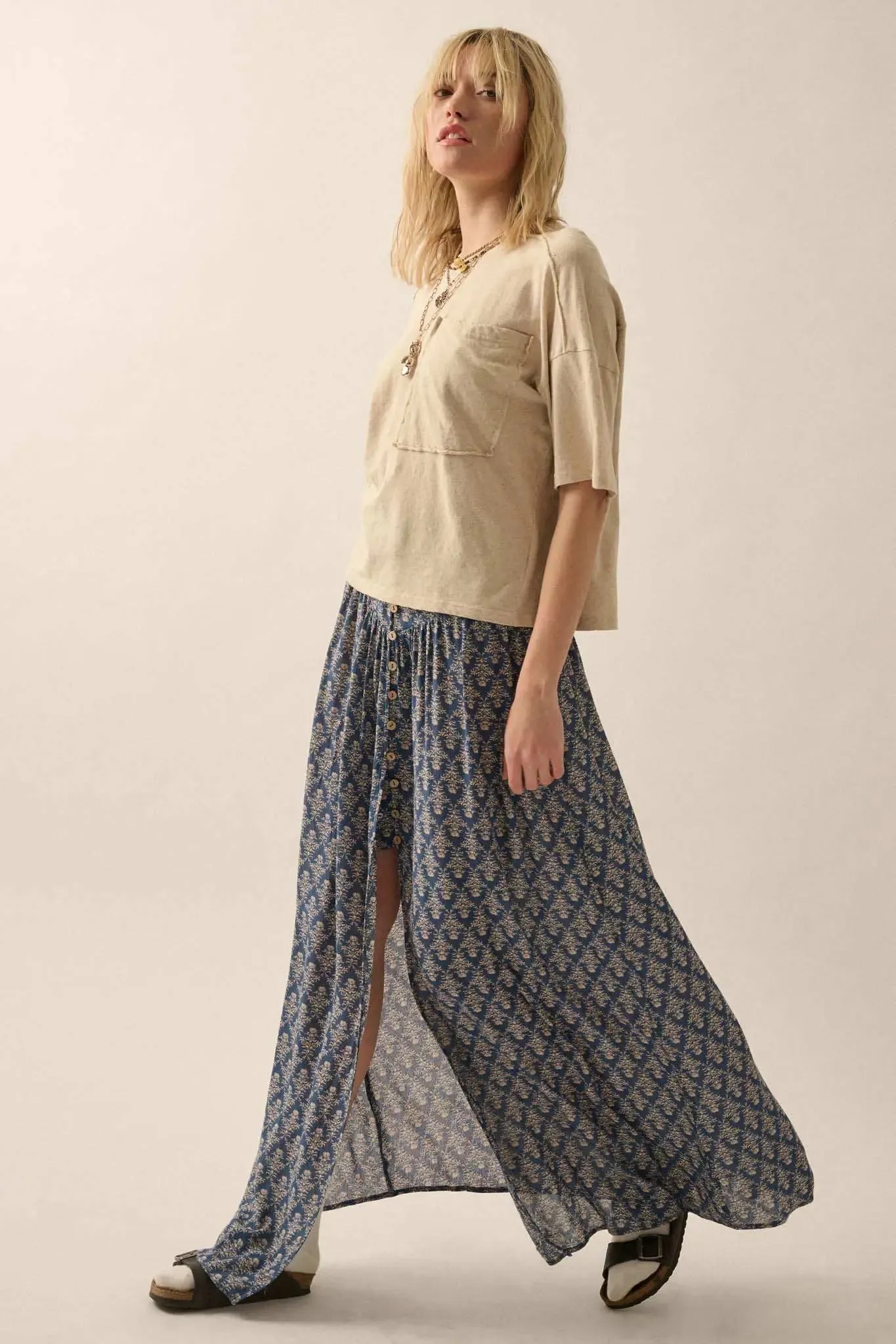 Romantic Beauty Floral Button-Front Maxi Skirt sold by Promesa product image thumbnail 4