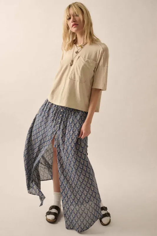 Romantic Beauty Floral Button-Front Maxi Skirt sold by Promesa