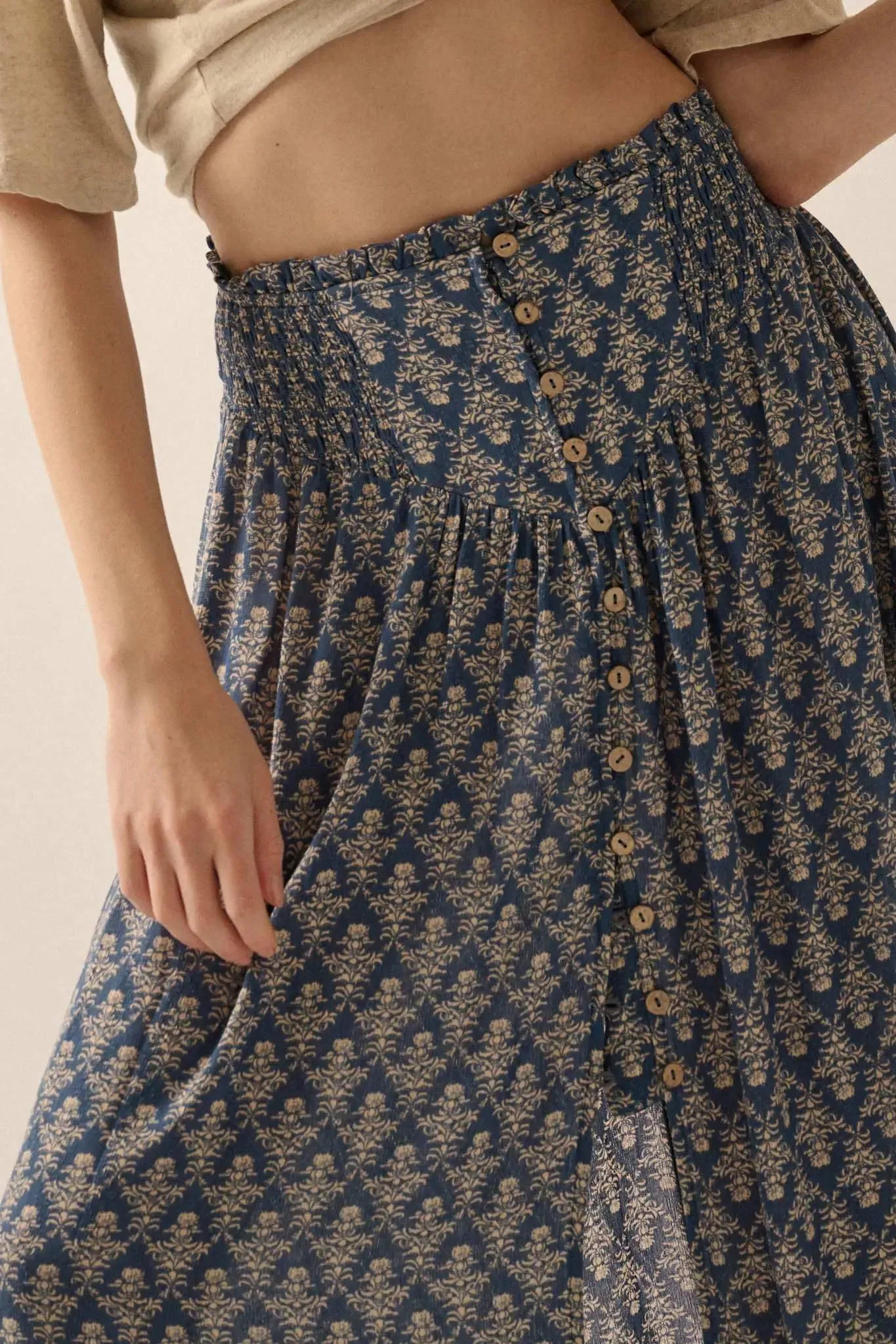 Romantic Beauty Floral Button-Front Maxi Skirt sold by Promesa product image thumbnail 3