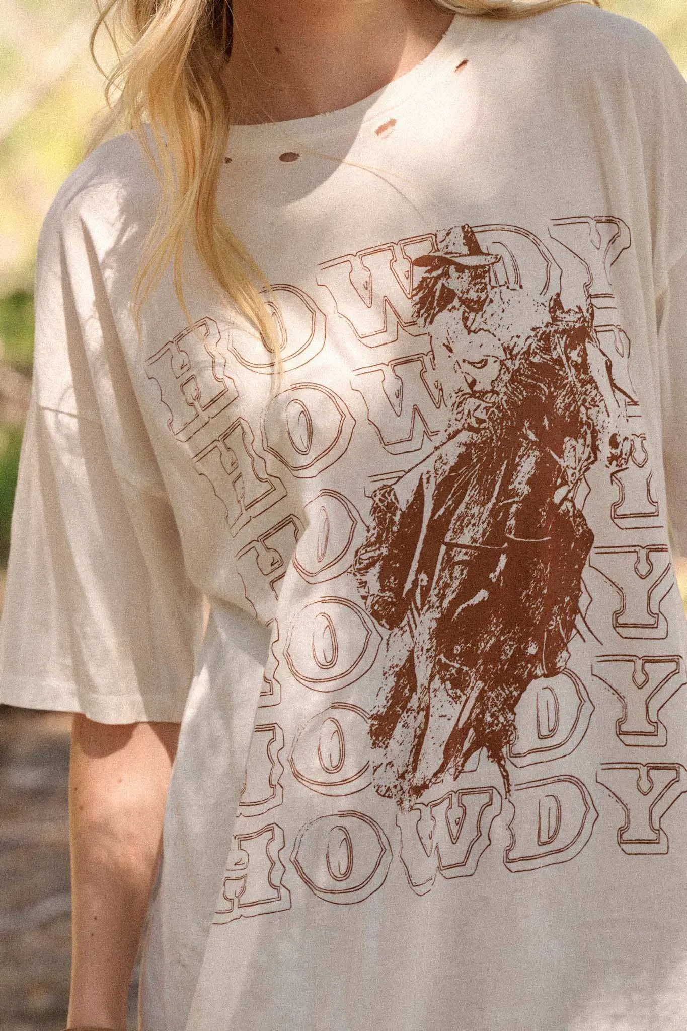 Howdy Rodeo Distressed Oversize Graphic Tee sold by Promesa product image thumbnail 2