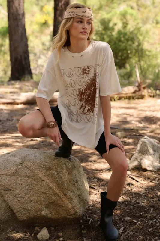 Howdy Rodeo Distressed Oversize Graphic Tee sold by Promesa
