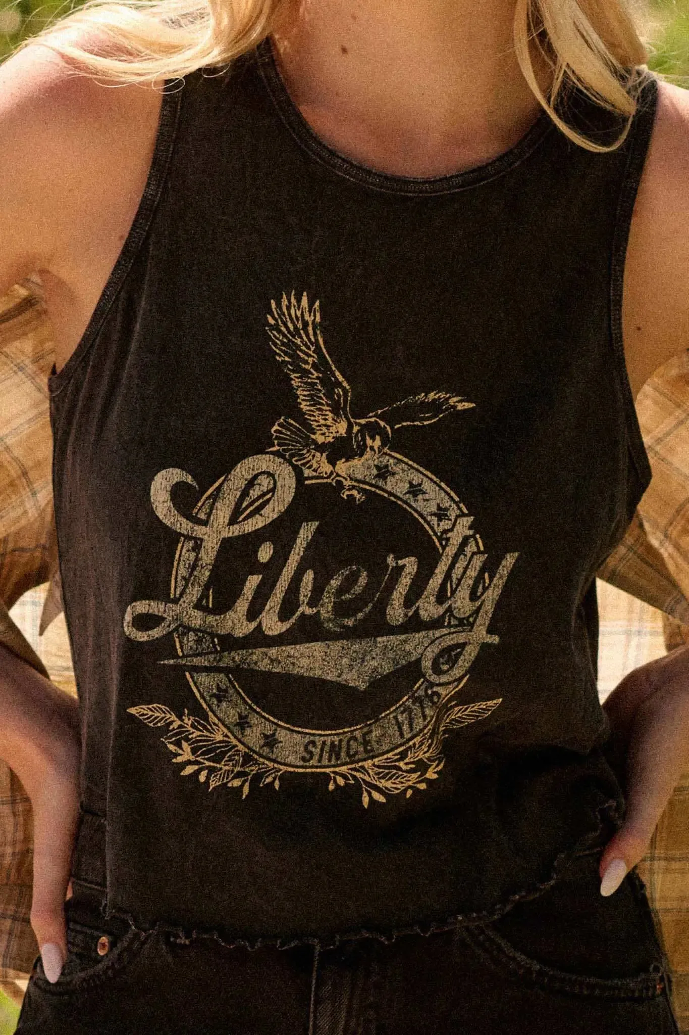 Liberty 1776 Vintage-Wash Graphic Tank Top sold by Promesa product image thumbnail 2