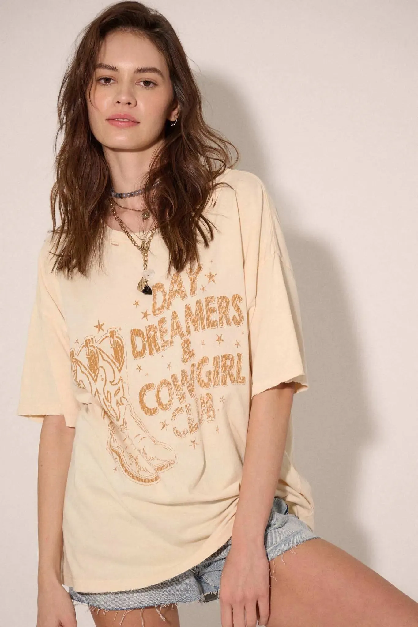 Day Dreamers & Cowgirl Club Distressed Graphic Tee sold by Promesa product image thumbnail 3