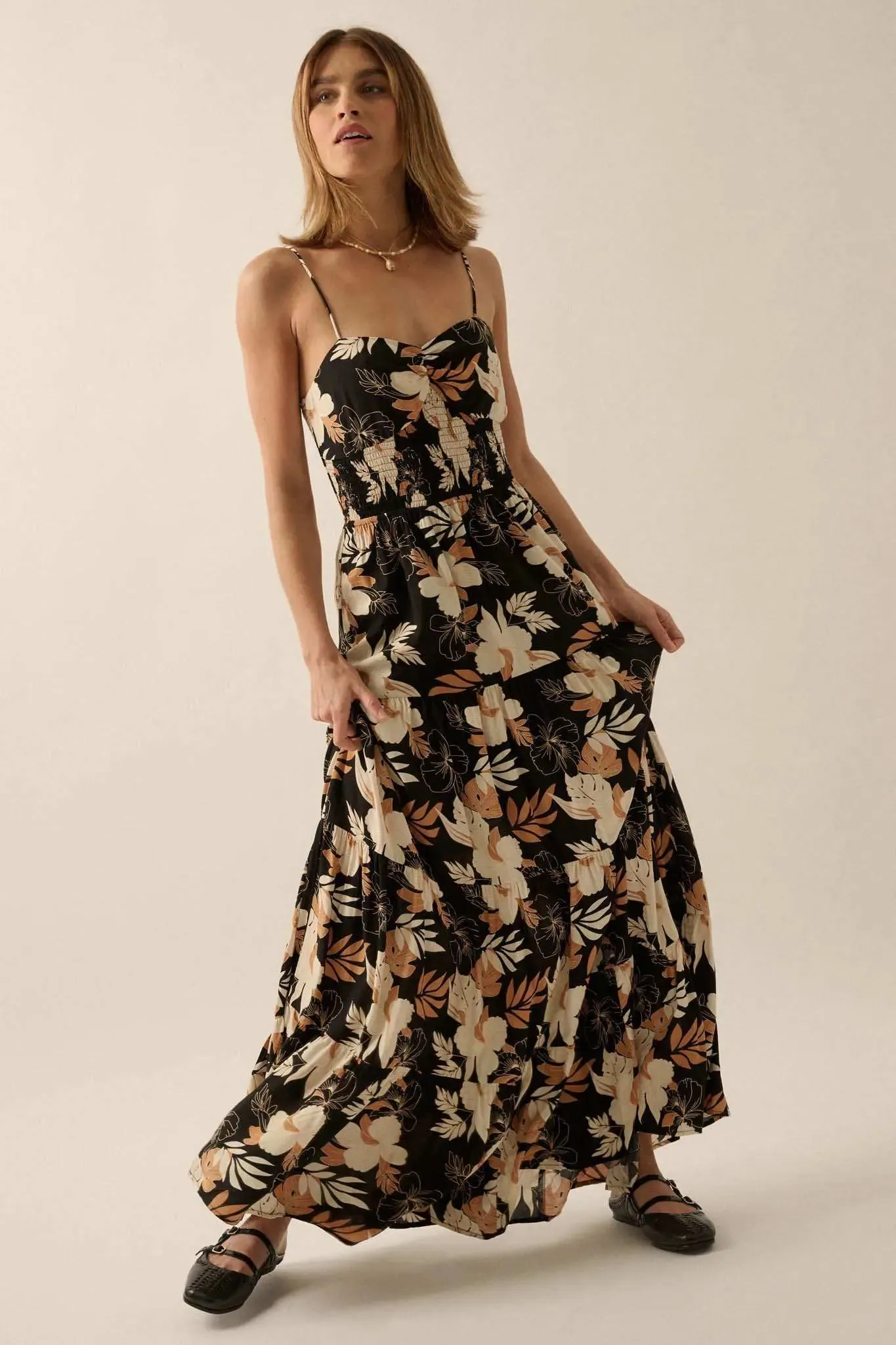 Miami Mama Floral Tiered Ruffle Maxi Sundress sold by Promesa