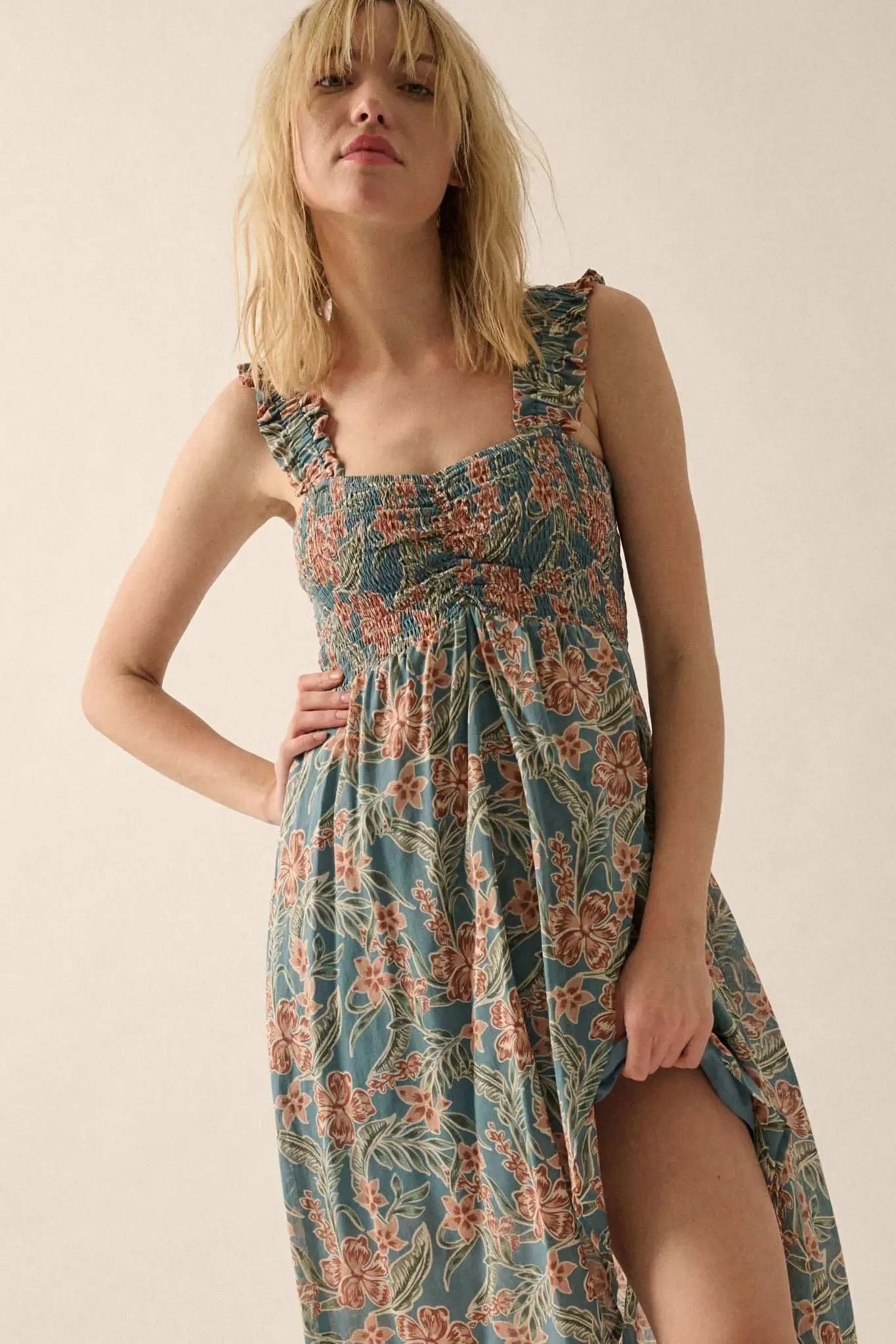 Sultry Season Floral High-Low Tulip Maxi Dress sold by Promesa product image thumbnail 2