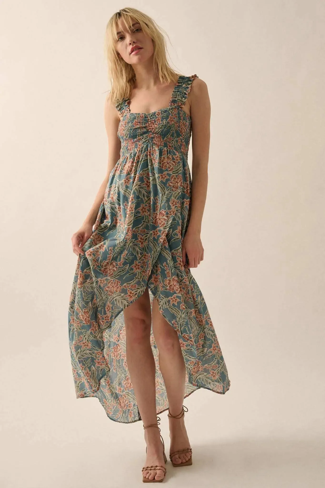 Sultry Season Floral High-Low Tulip Maxi Dress sold by Promesa product image thumbnail 3