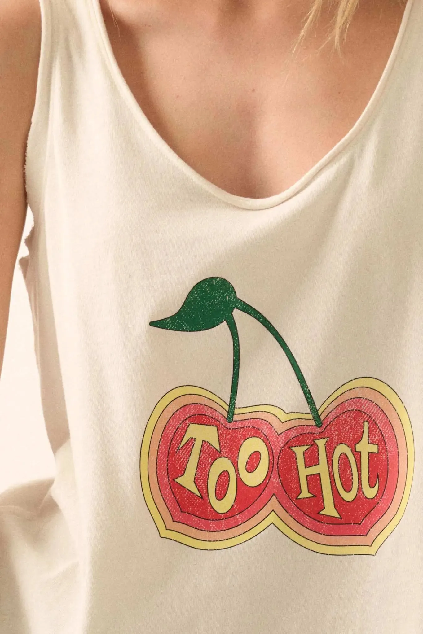 Too Hot Raw-Edge Cherries Graphic Tank Top sold by Promesa product image thumbnail 5