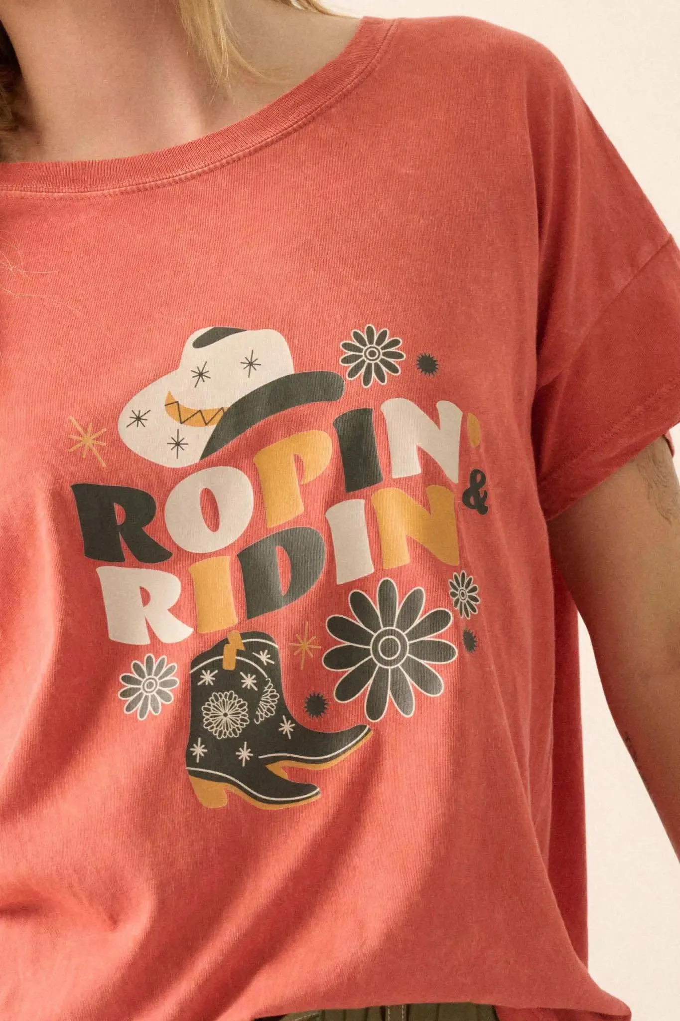 Ropin' & Ridin' Vintage-Wash Western Graphic Tee sold by Promesa product image thumbnail 5