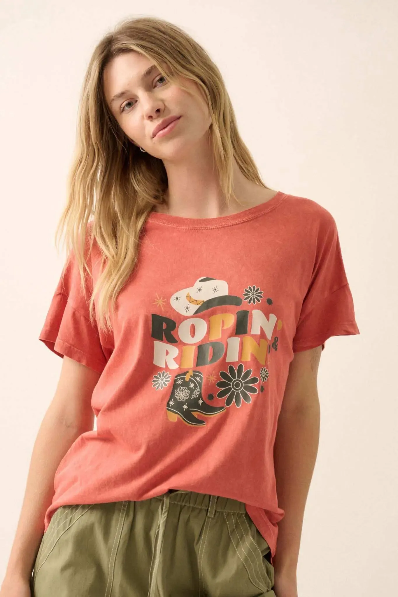 Ropin' & Ridin' Vintage-Wash Western Graphic Tee sold by Promesa product image thumbnail 4