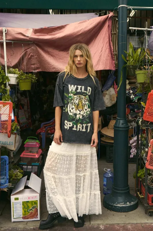 Wild Spirit Vintage-Wash Oversize Tiger Graphic Tee sold by Promesa