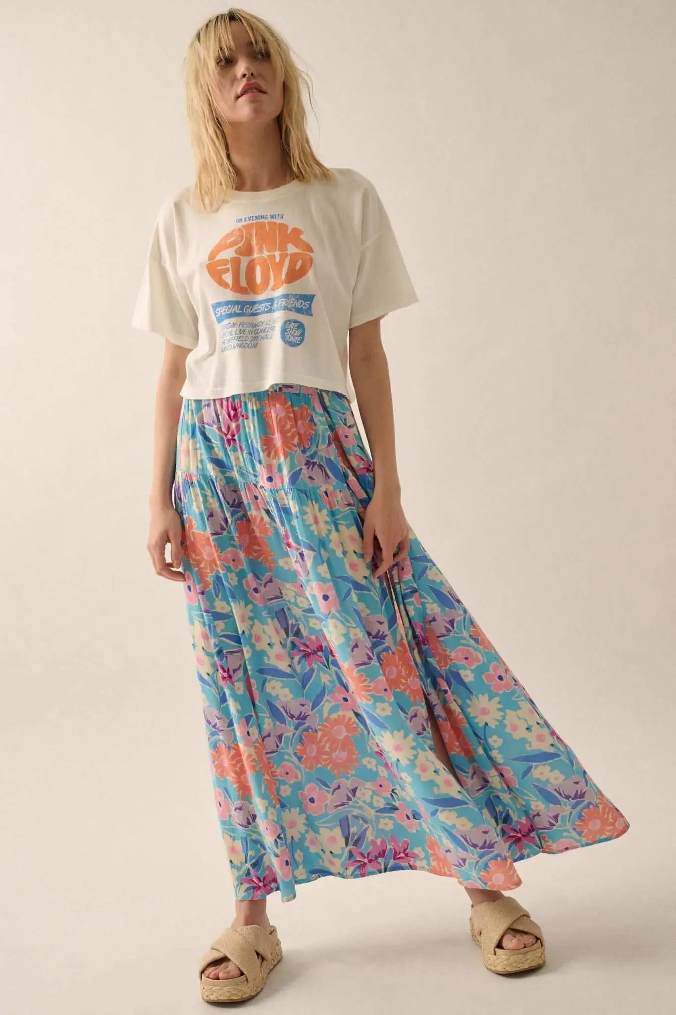 Grow with the Flow Floral Crepe Wrap Maxi Skirt sold by Promesa product image thumbnail 5