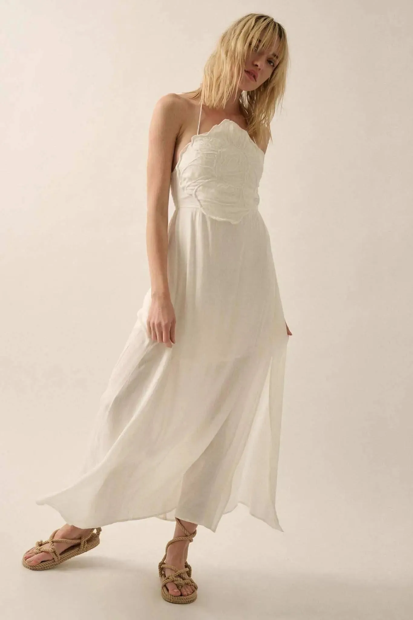 Like a Rose Embroidered Halter Maxi Dress sold by Promesa product image thumbnail 4