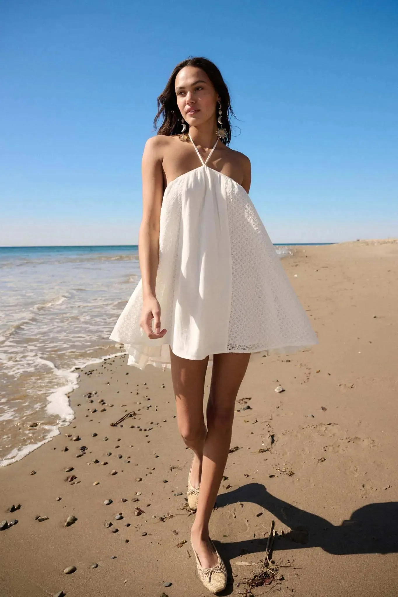 Starting Fresh Lace-Panel Mini Halter Swing Dress sold by Promesa product image thumbnail 2