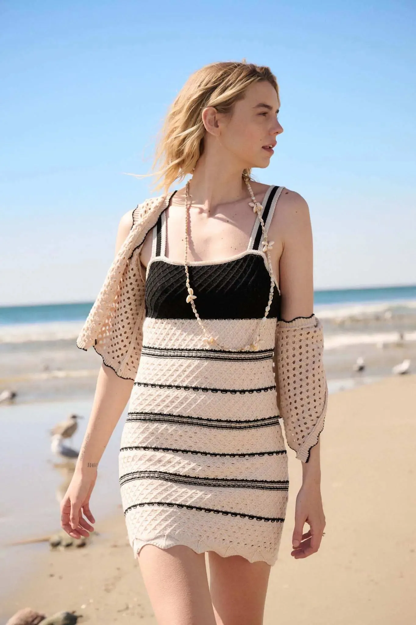 Cali Breeze Striped Crochet Knit Mini Dress sold by Promesa product image thumbnail 2