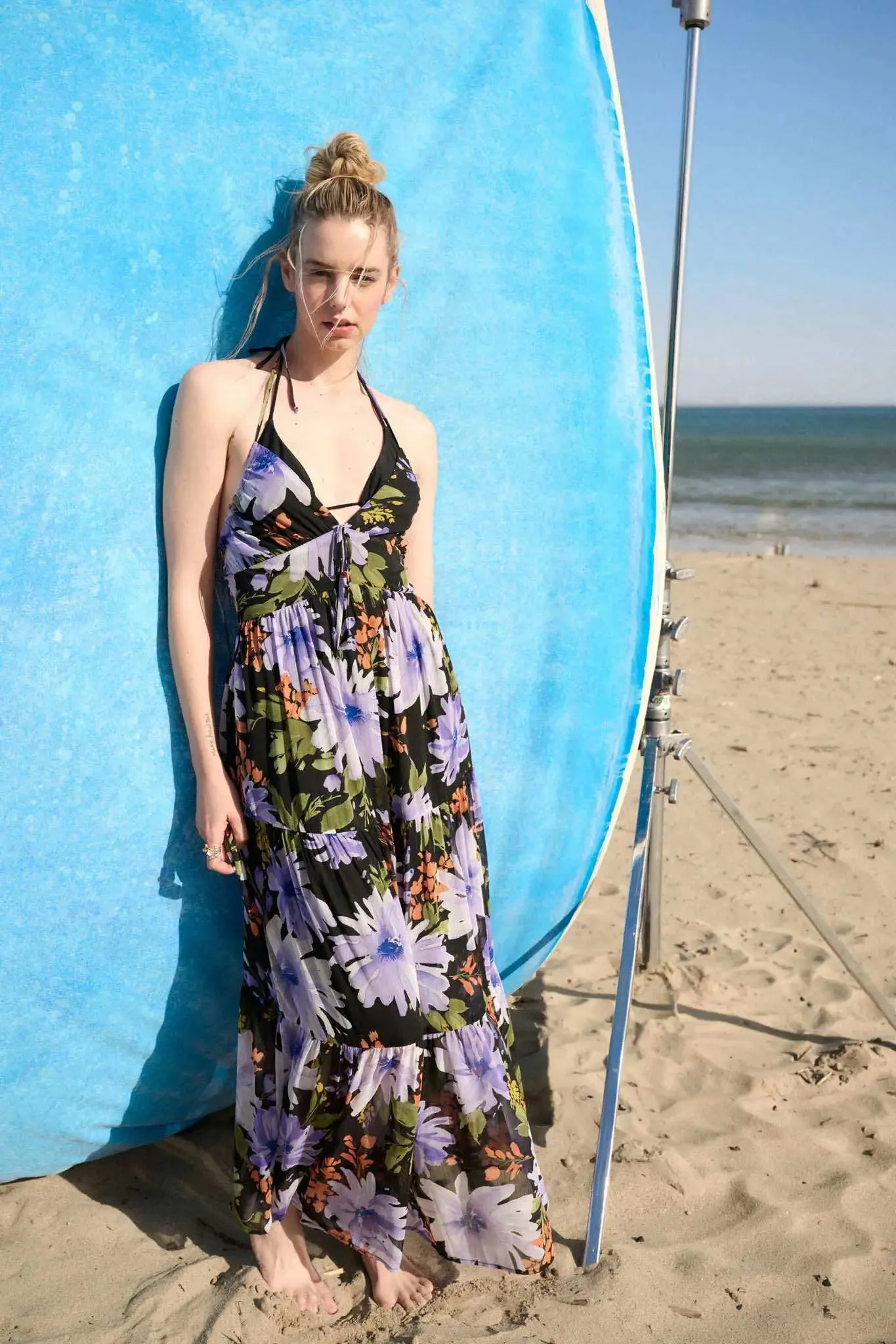 Moon Garden Floral Chiffon Tie-Back Maxi Dress sold by Promesa product image thumbnail 3