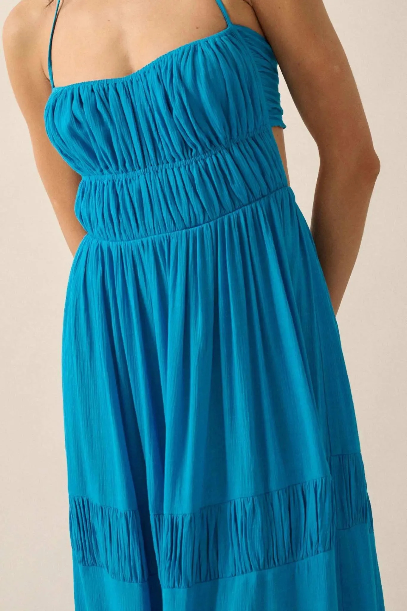 Tier to Stay Tiered Tie-Back Halter Maxi Dress sold by Promesa product image thumbnail 5