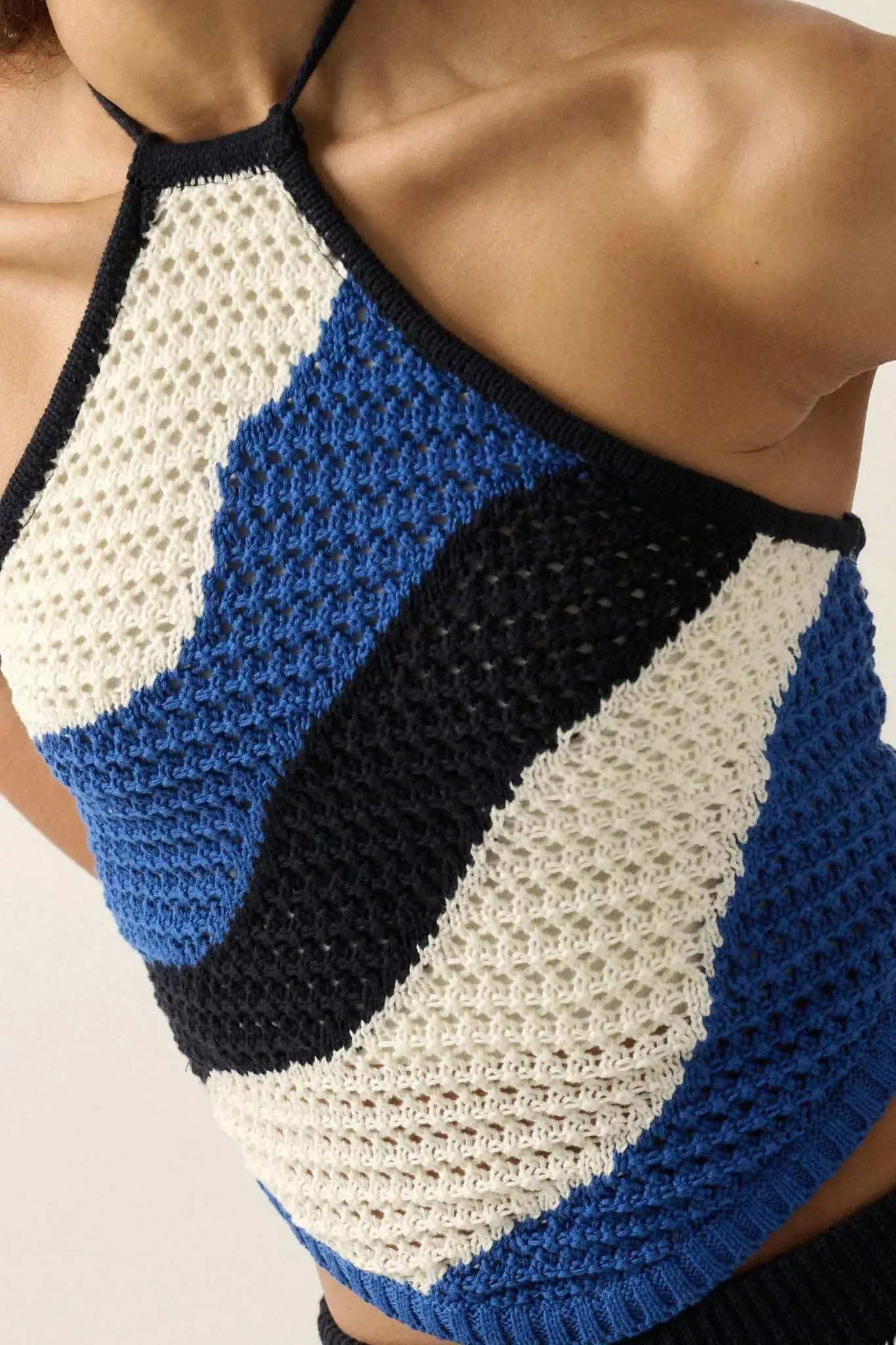 Heat Wave Colorblock Crochet Knit Halter Top sold by Promesa product image thumbnail 5