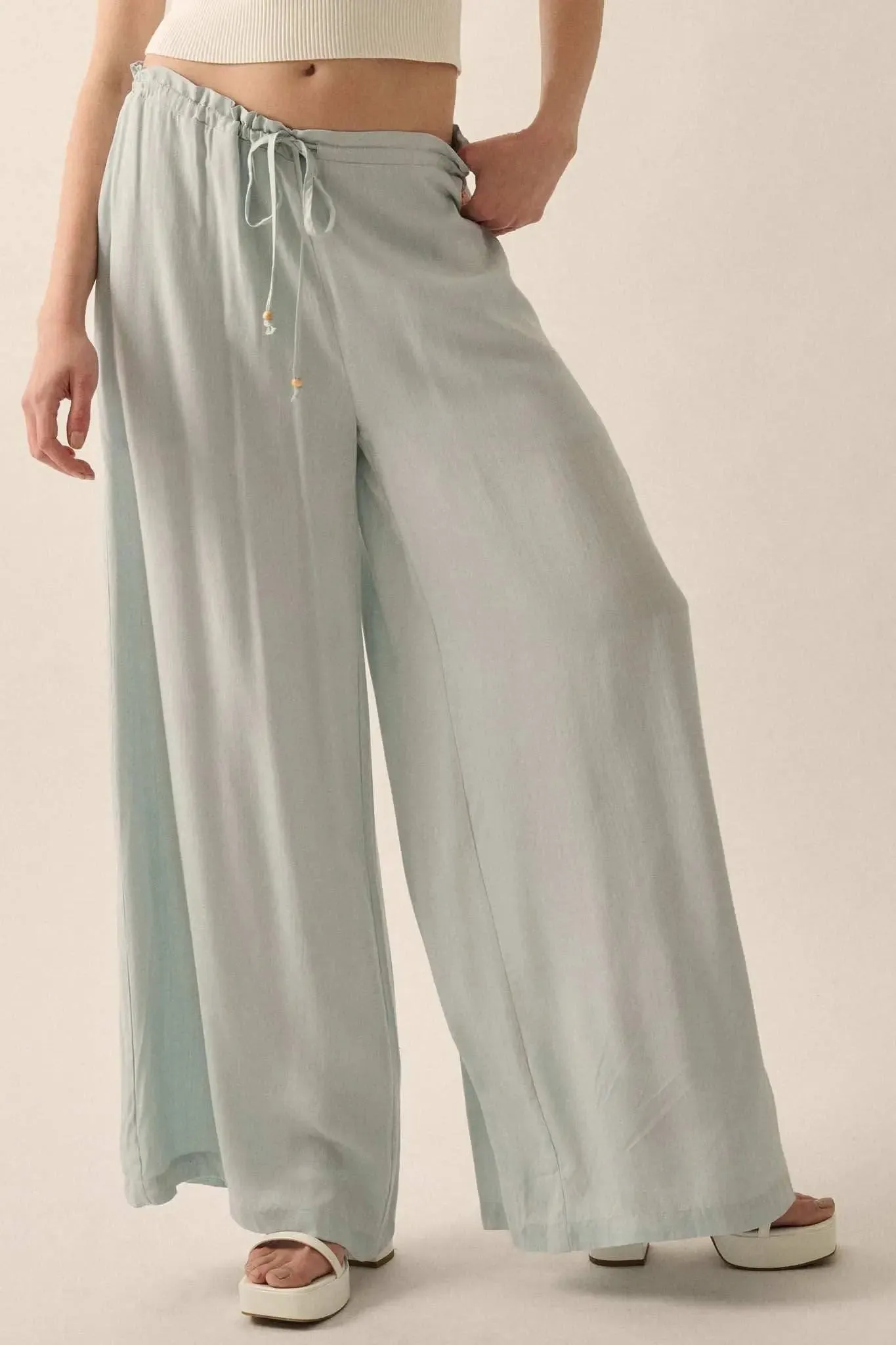 Walk on By Wide-Leg Drawstring Palazzo Pants sold by Promesa product image thumbnail 2