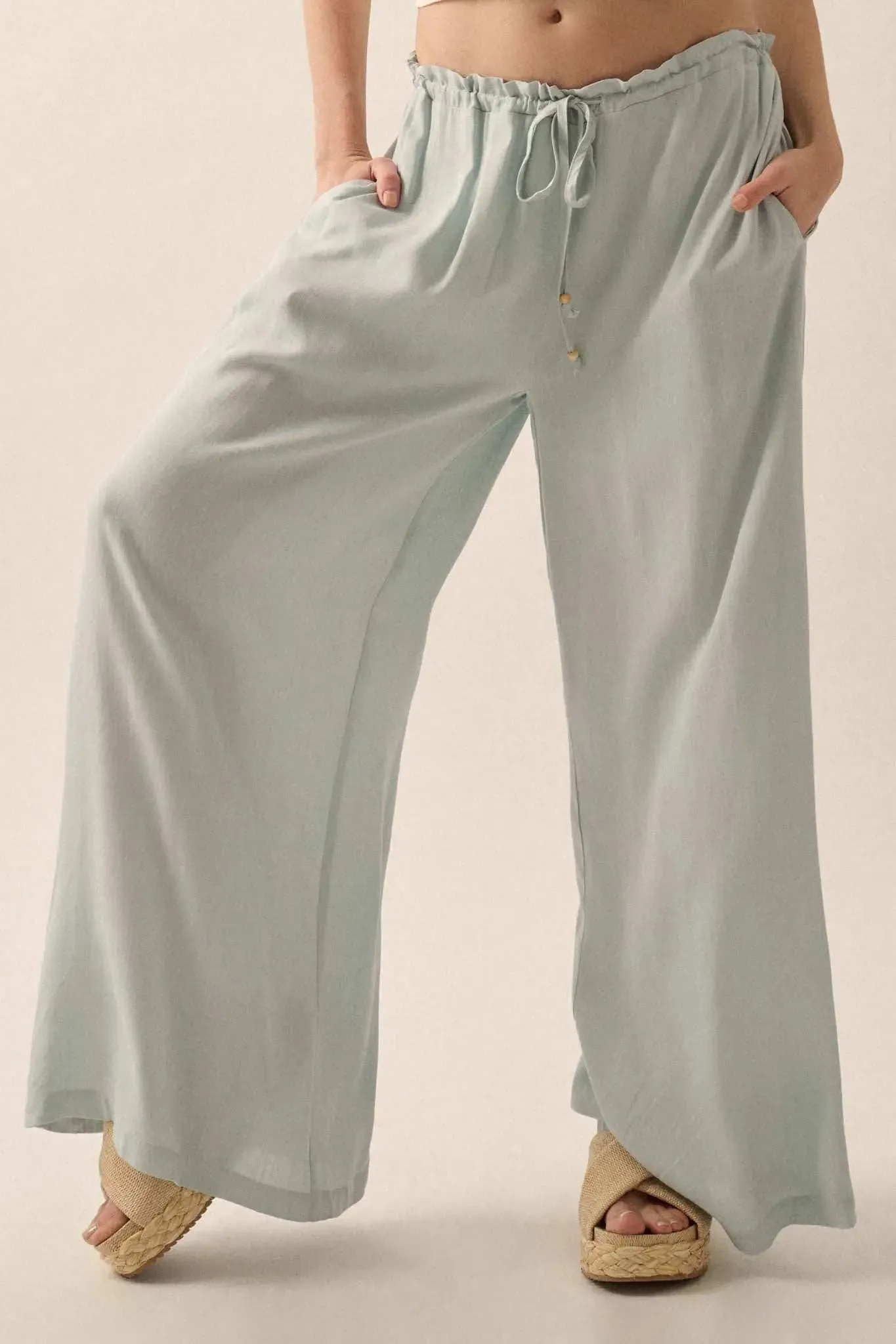Walk on By Wide-Leg Drawstring Palazzo Pants sold by Promesa product image thumbnail 4