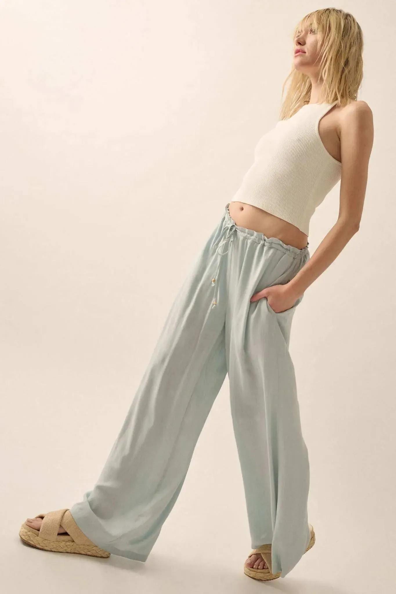 Walk on By Wide-Leg Drawstring Palazzo Pants sold by Promesa product image thumbnail 5