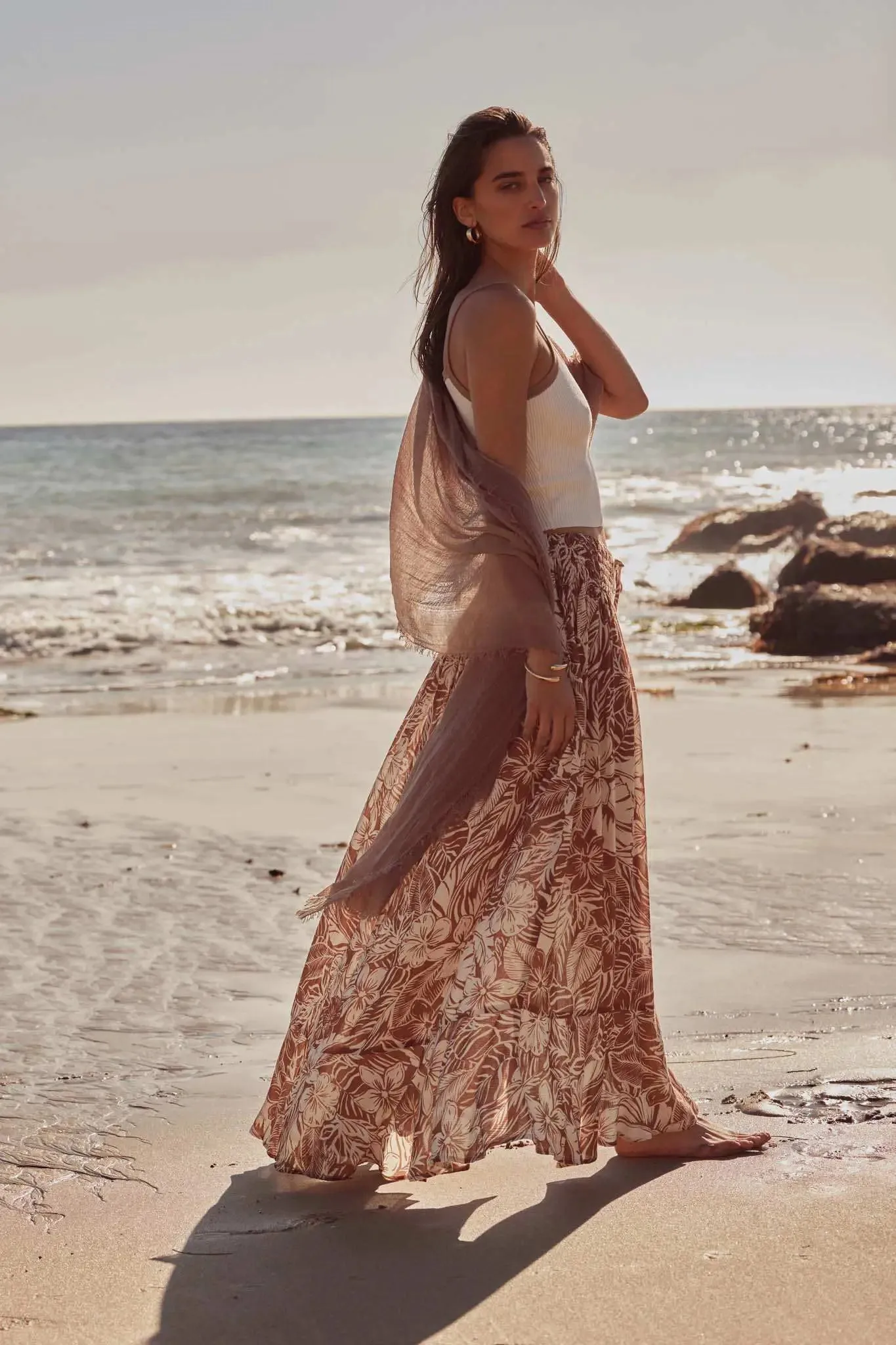 Tropical Treasure Floral Button-Front Maxi Skirt sold by Promesa