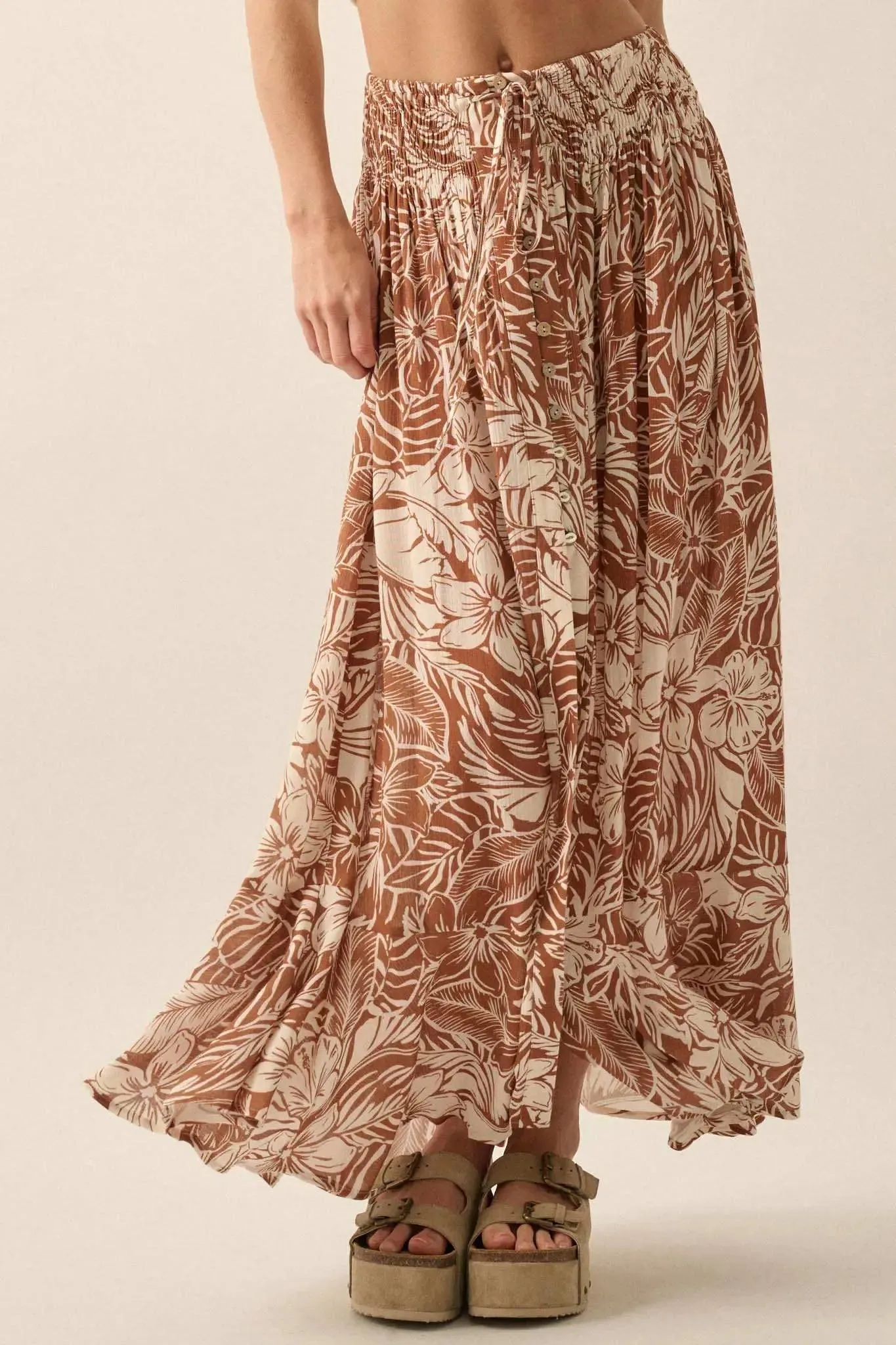 Tropical Treasure Floral Button-Front Maxi Skirt sold by Promesa product image thumbnail 4