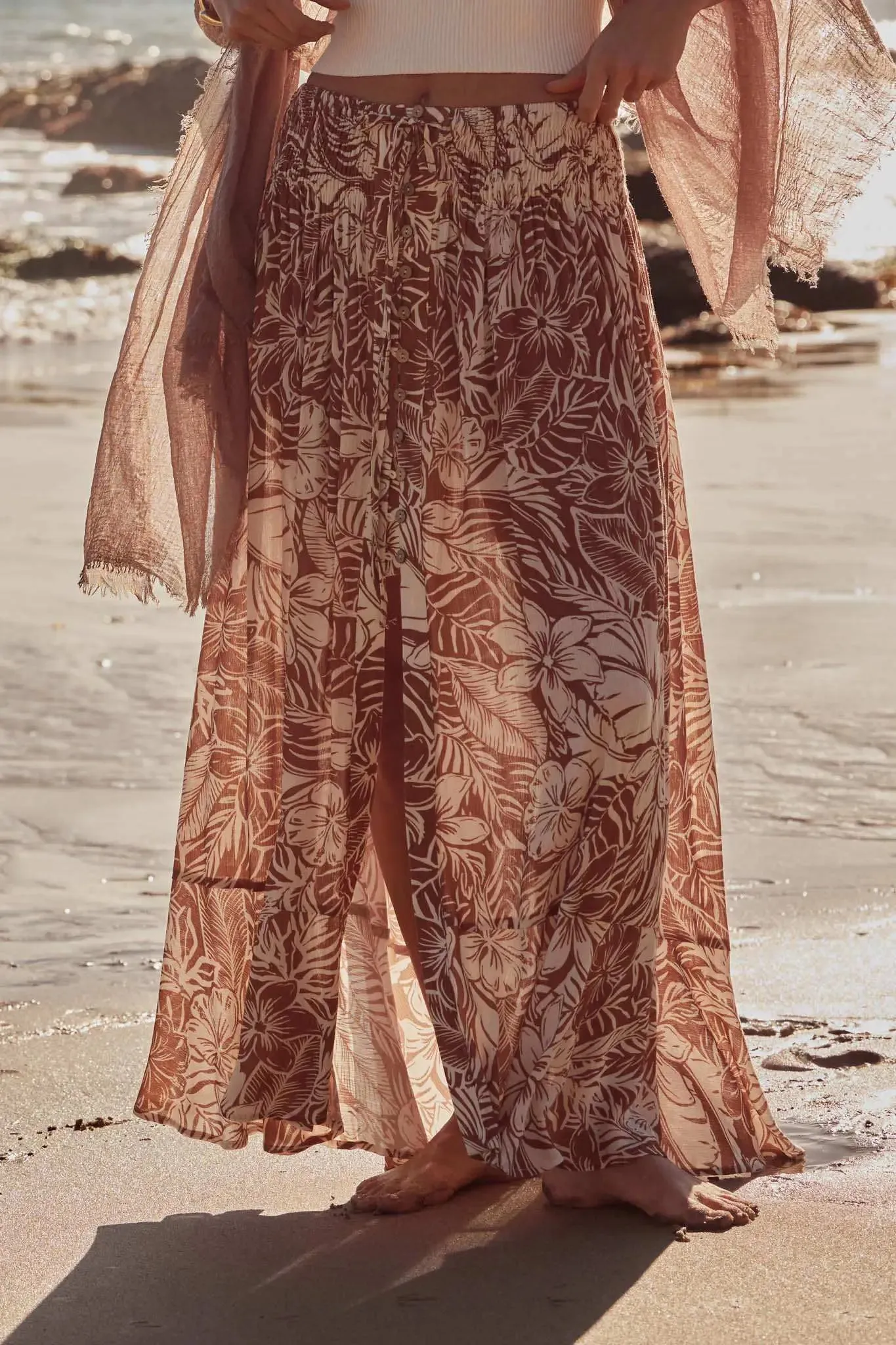 Tropical Treasure Floral Button-Front Maxi Skirt sold by Promesa product image thumbnail 3