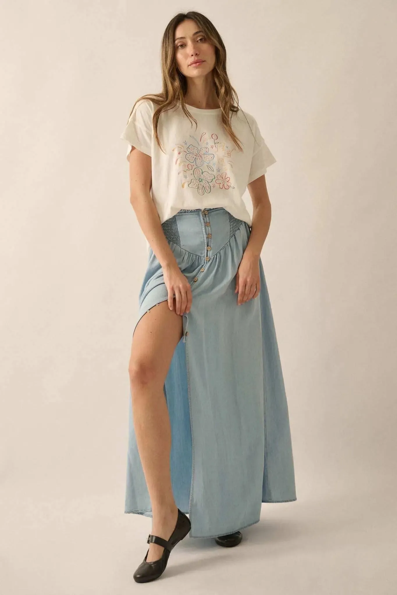 Floral Fireworks Garment-Wash Graphic Tee sold by Promesa product image thumbnail 4