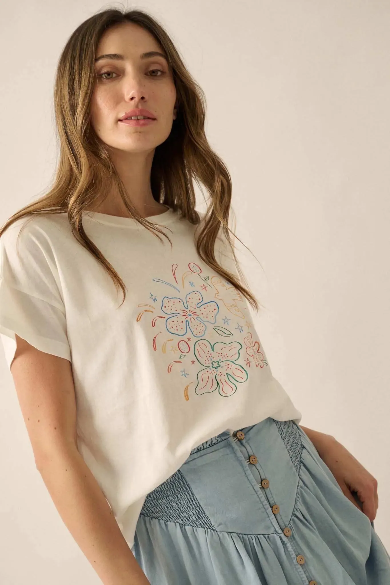 Floral Fireworks Garment-Wash Graphic Tee sold by Promesa product image thumbnail 3