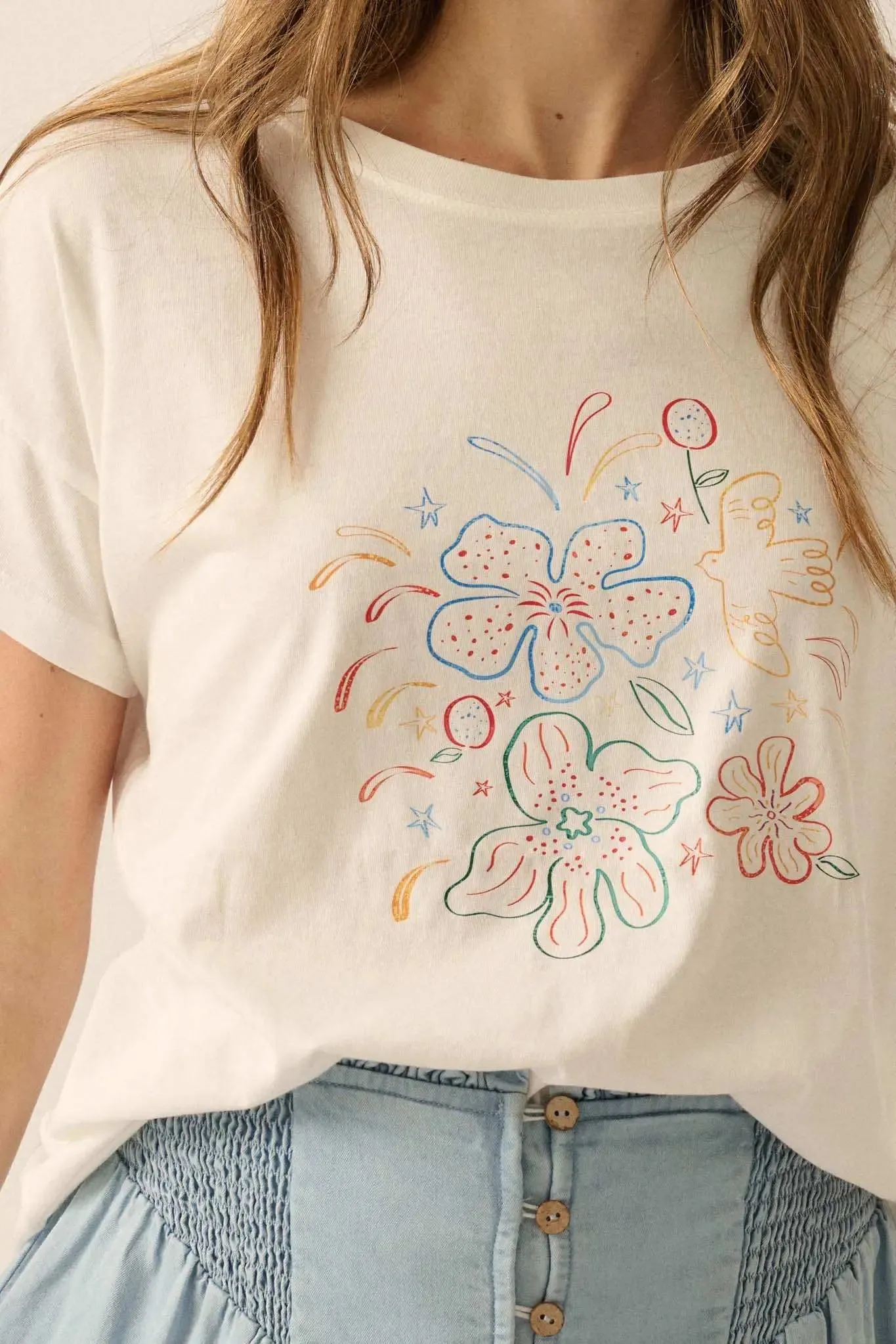 Floral Fireworks Garment-Wash Graphic Tee sold by Promesa product image thumbnail 2