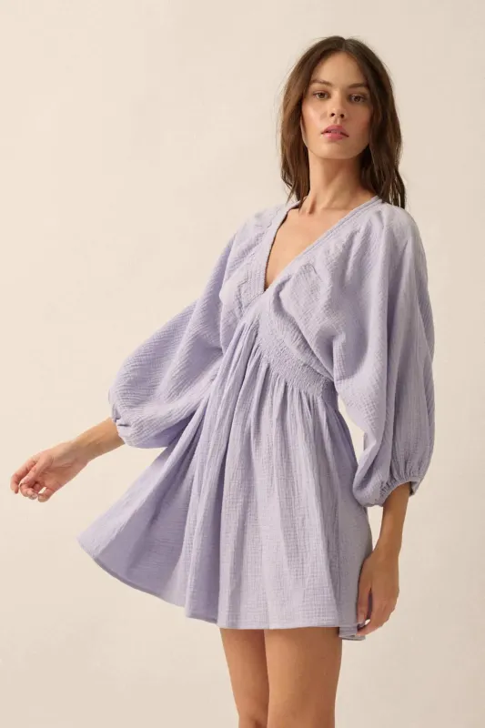 Dawn of Love Crinkle Cotton Kimono Mini Dress sold by Promesa
