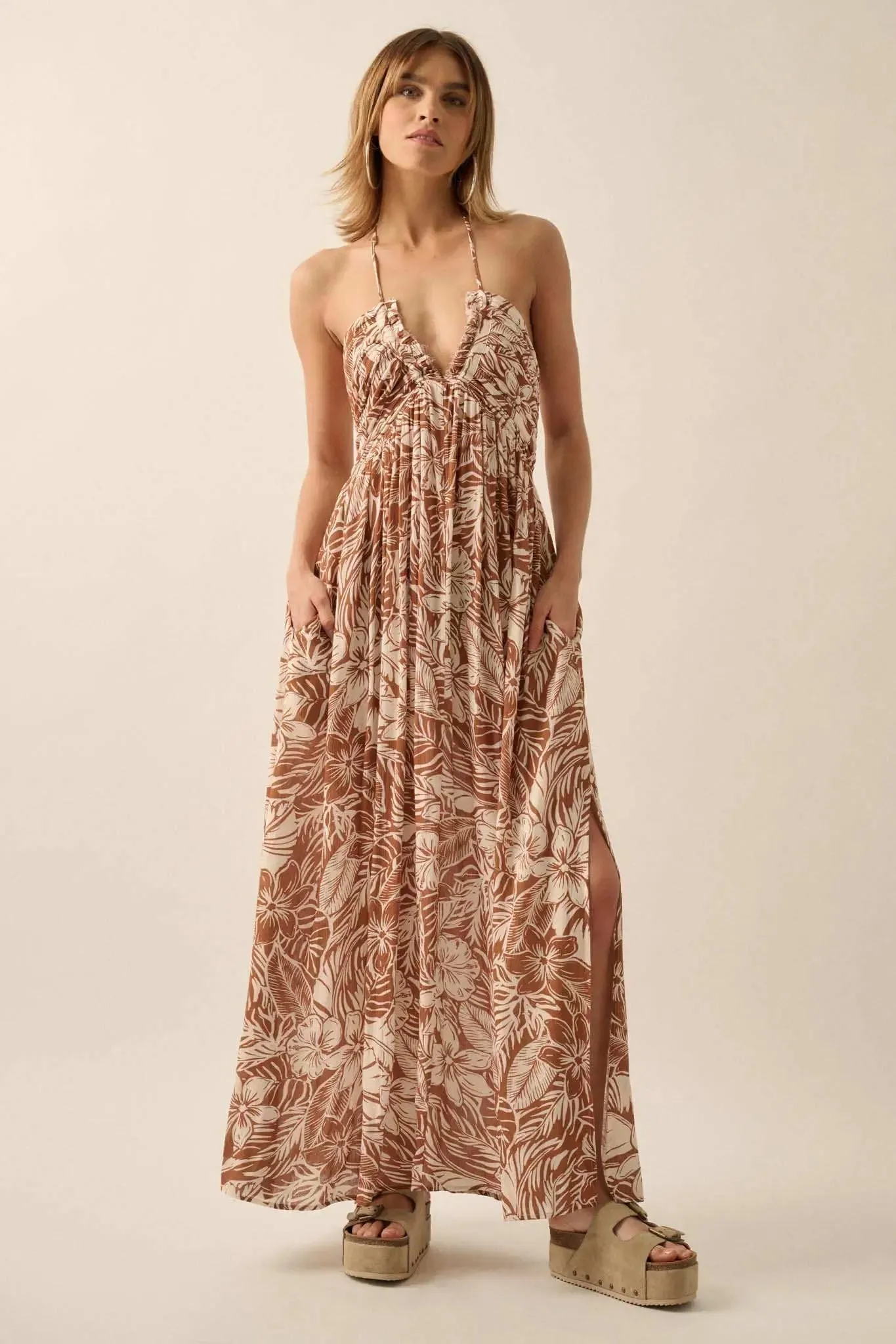 Tropical Tango Floral-Print Halter Maxi Dress sold by Promesa product image thumbnail 5