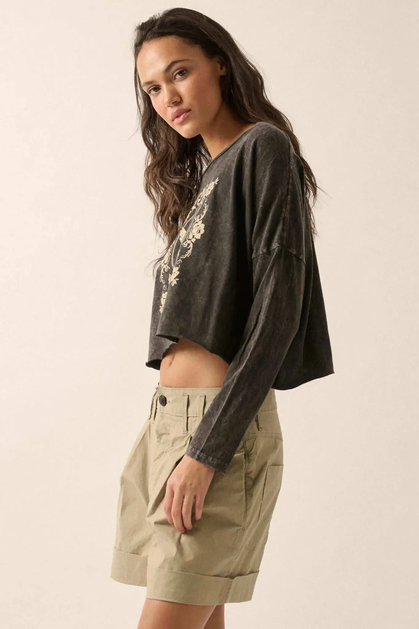 Vintage Angel Cropped Long-Sleeve Graphic Tee sold by Promesa product image thumbnail 5