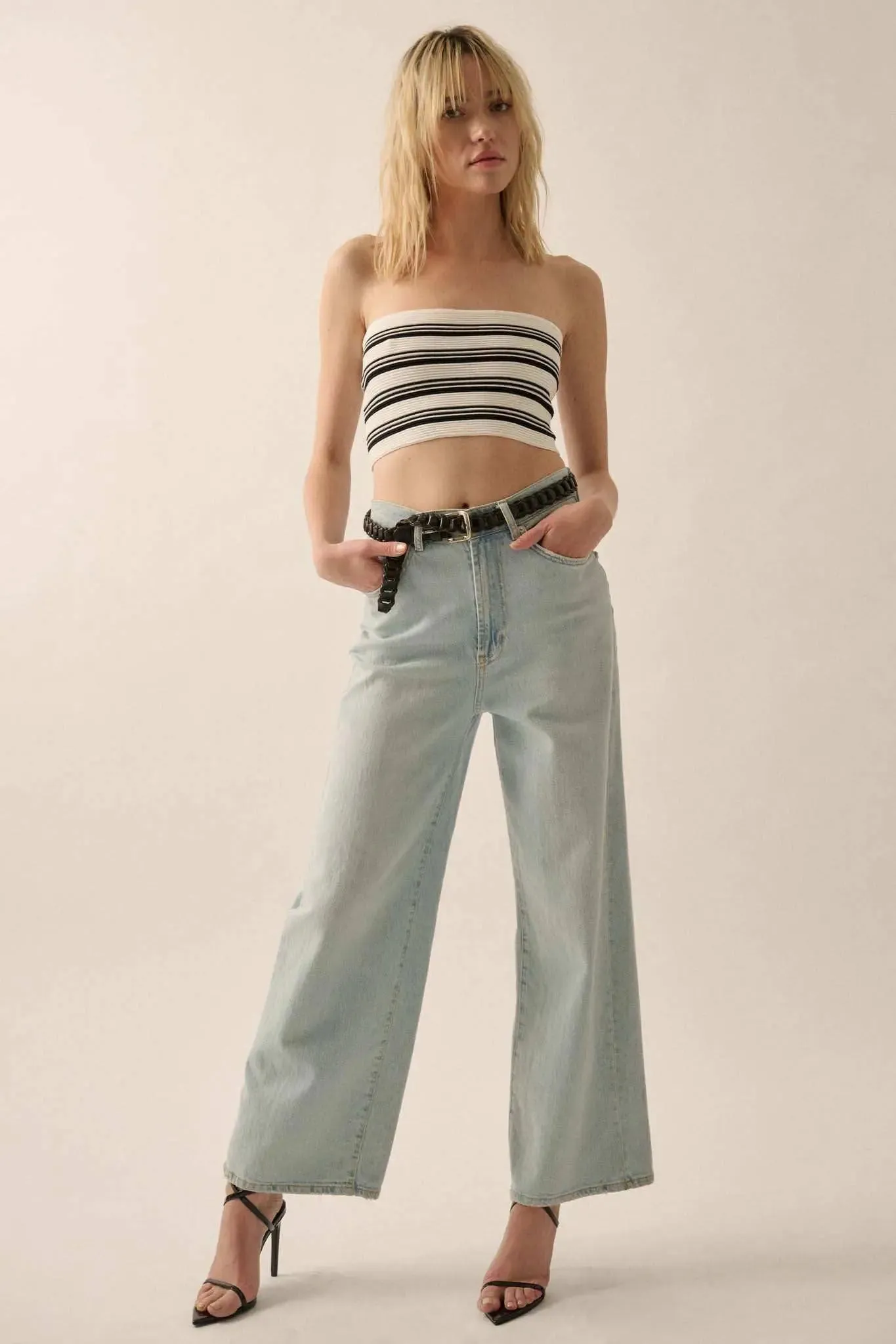 Shaper Fit Striped Rib-Knit Bandeau Tube Top sold by Promesa product image thumbnail 3