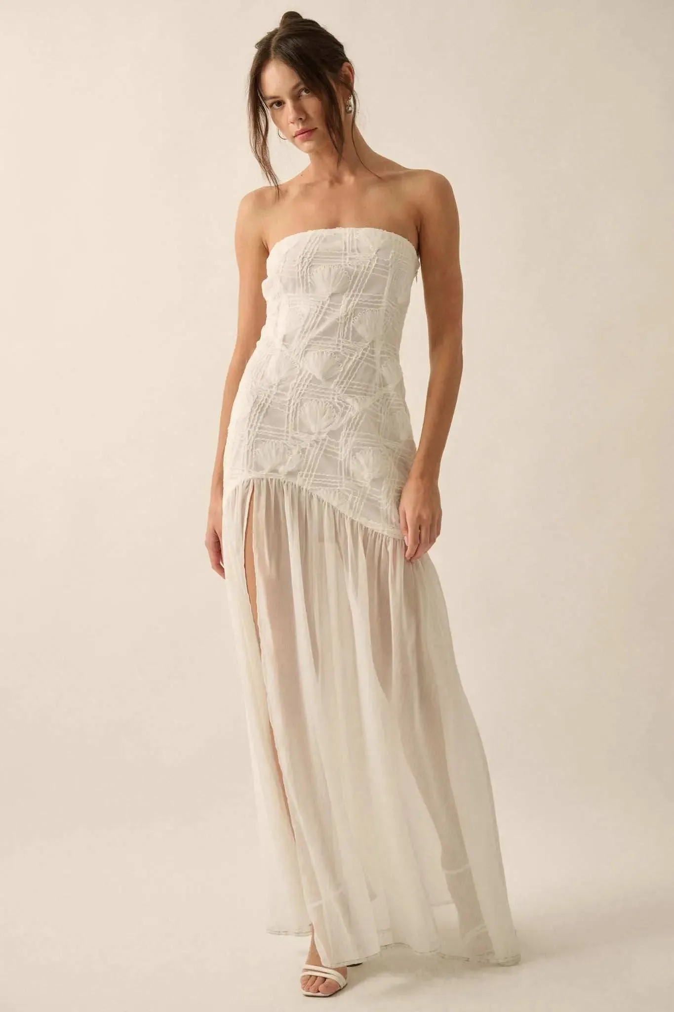 Sheer Fantasy Ribbon Lace Strapless Maxi Dress sold by Promesa product image thumbnail 5