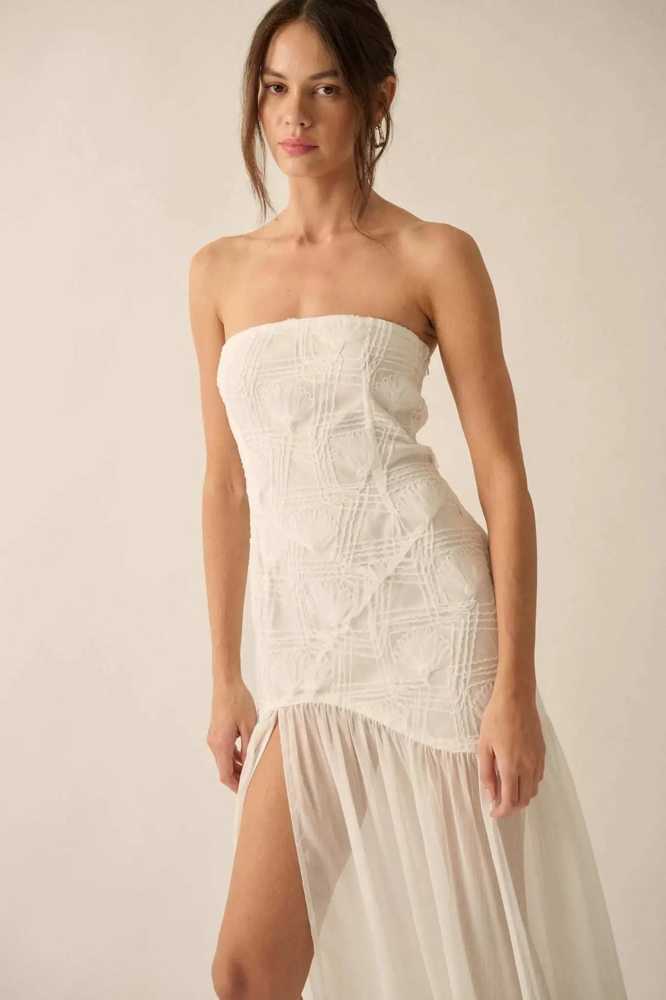 Sheer Fantasy Ribbon Lace Strapless Maxi Dress sold by Promesa product image thumbnail 4