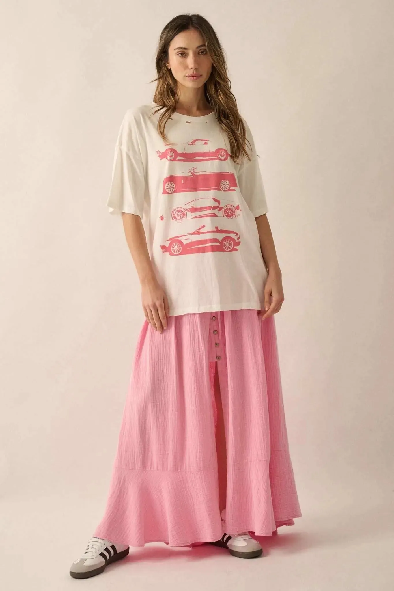 Car Culture Distressed Oversize Graphic Tee sold by Promesa product image thumbnail 4