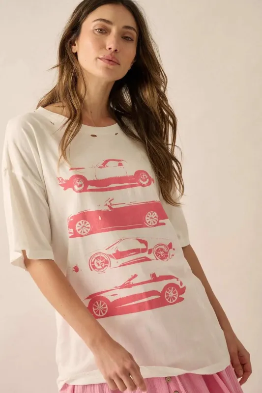 Car Culture Distressed Oversize Graphic Tee sold by Promesa