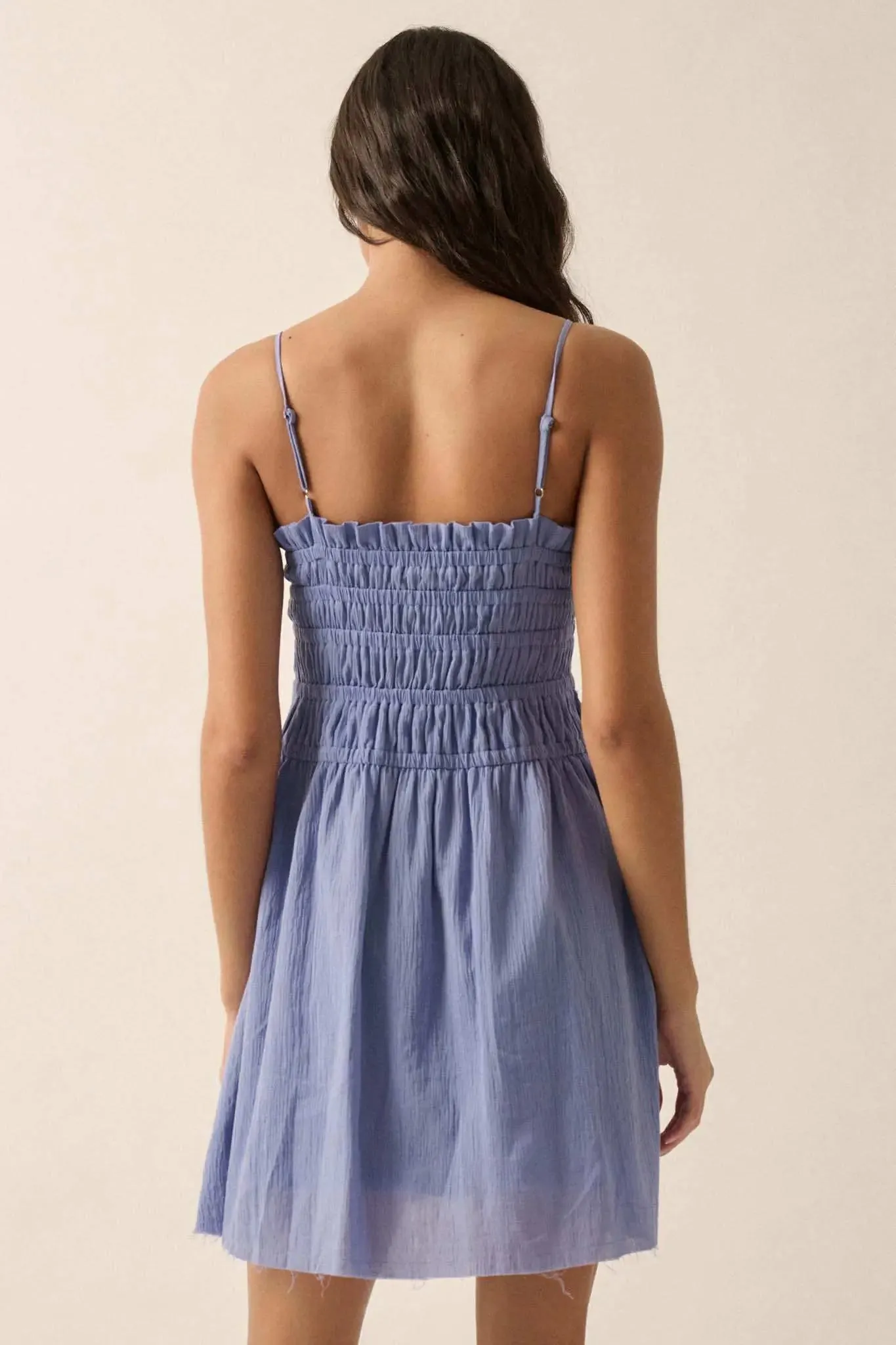 Catching Clouds Smocked Crinkle Cotton Mini Dress sold by Promesa product image thumbnail 2