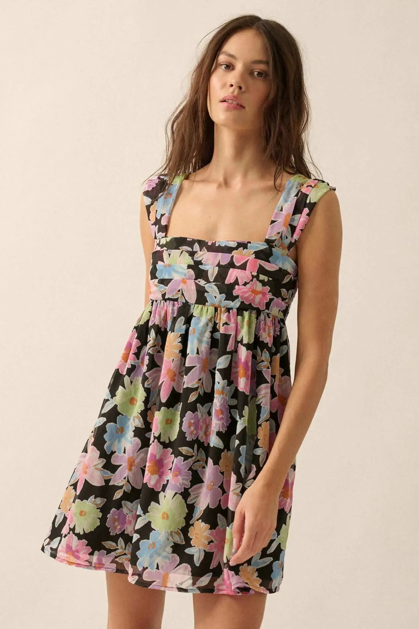 Beaming Blossoms Floral Chiffon Mini Dress sold by Promesa product image thumbnail 5