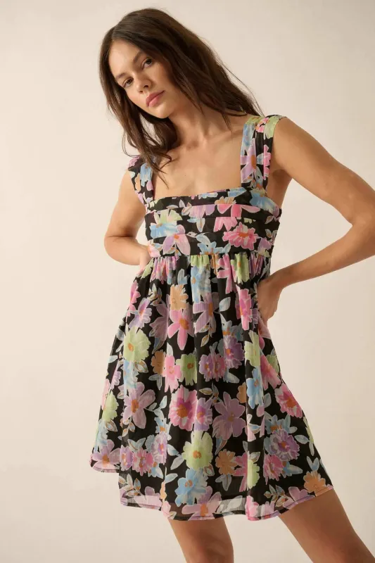 Beaming Blossoms Floral Chiffon Mini Dress sold by Promesa