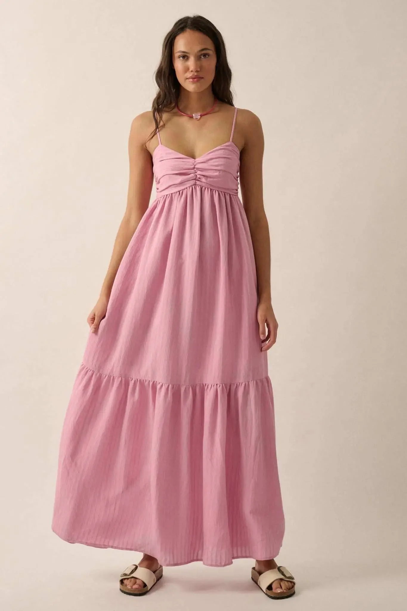 Sunny Swing Textured Stripe Maxi Sundress sold by Promesa product image thumbnail 4