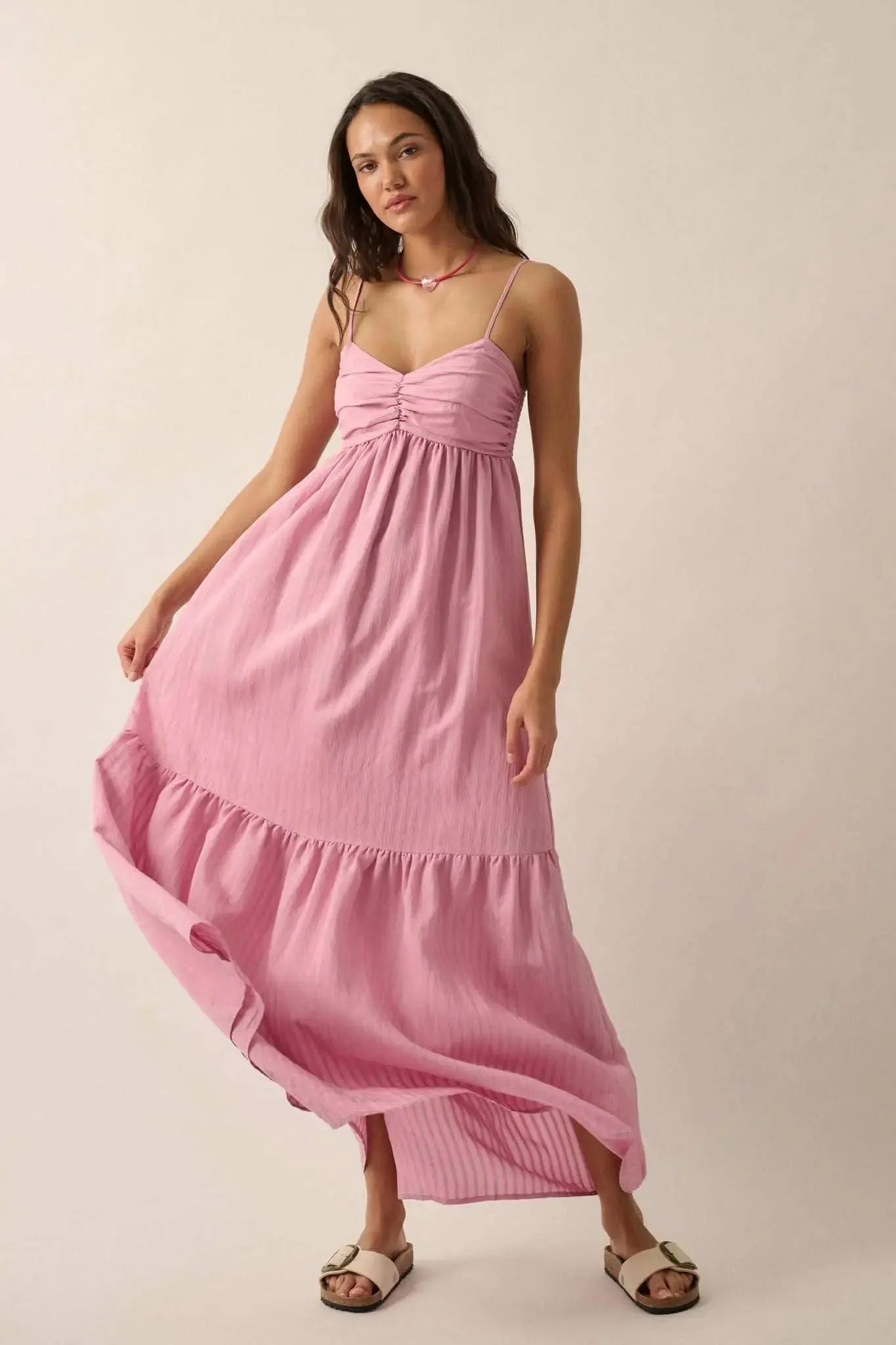 Sunny Swing Textured Stripe Maxi Sundress sold by Promesa