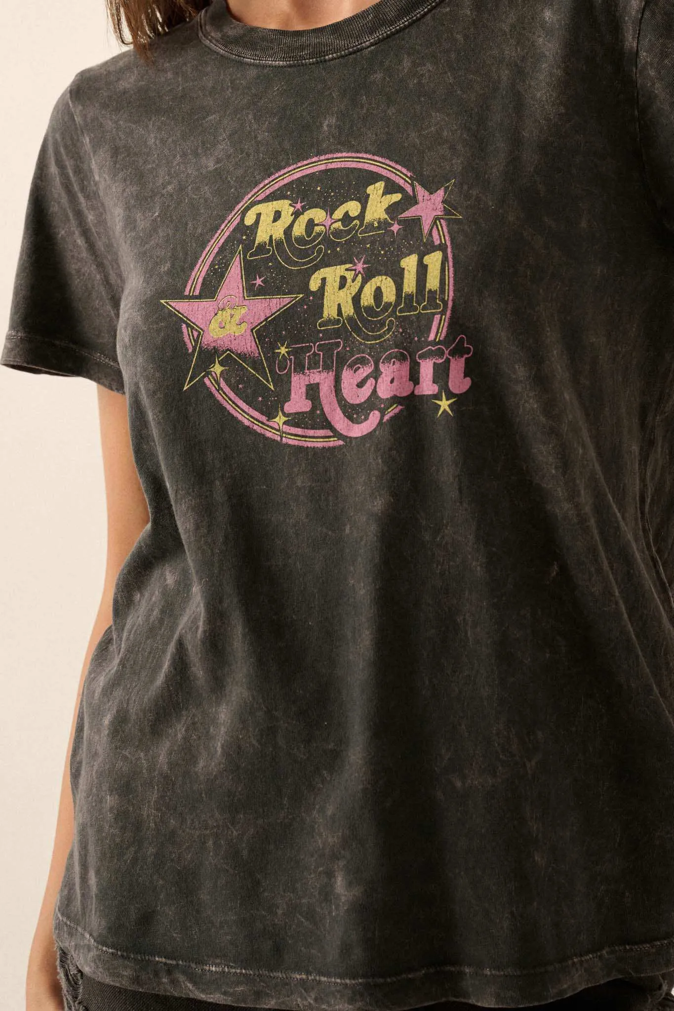 Rock & Roll Heart Vintage-Wash Graphic Tee sold by Promesa product image thumbnail 2