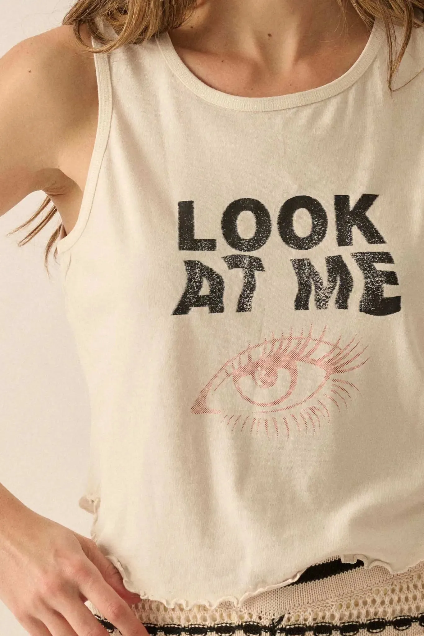 Look at Me Lettuce-Edge Graphic Tank Top sold by Promesa product image thumbnail 2