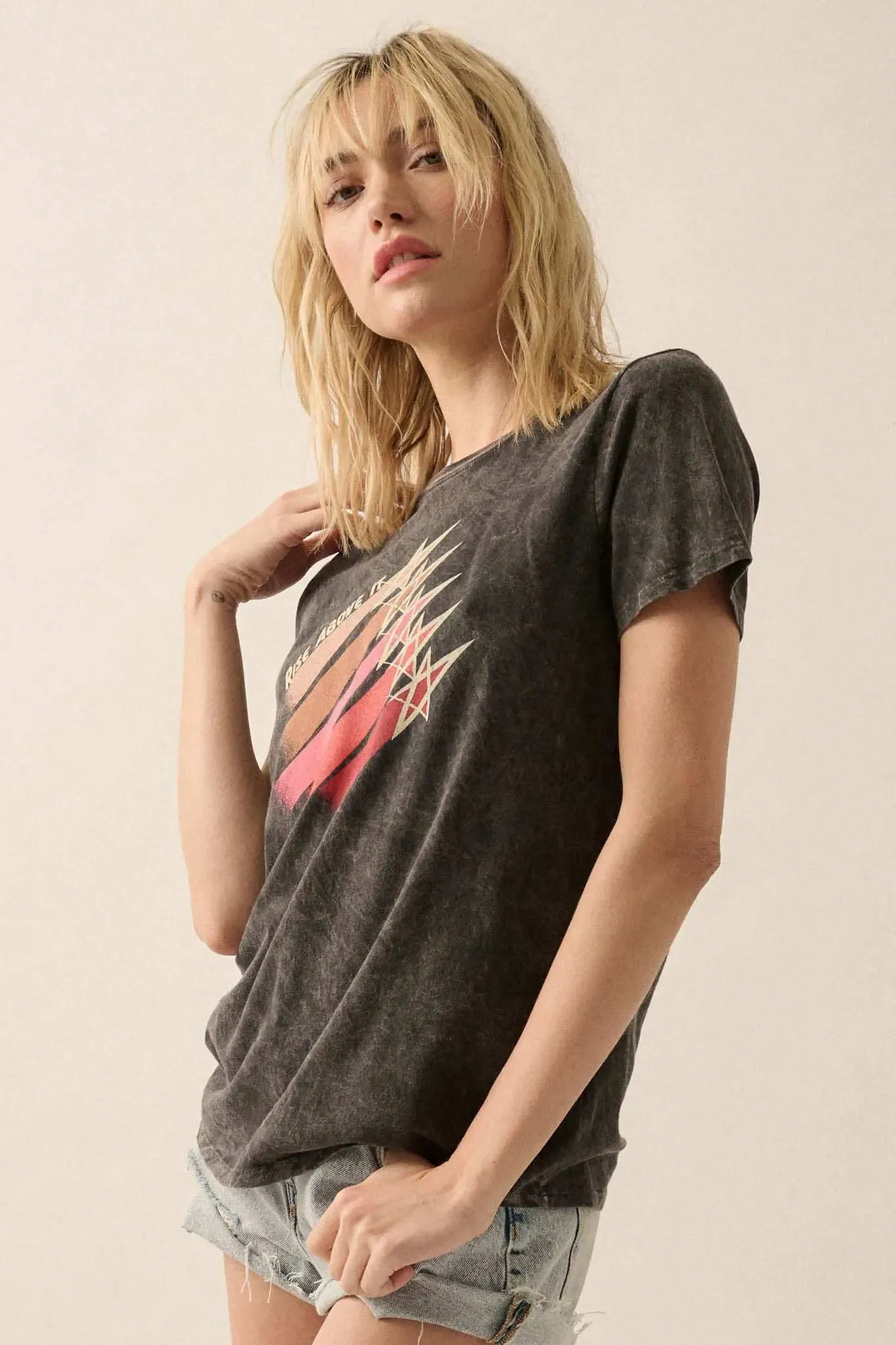Rise Above It Vintage-Wash Graphic Tee sold by Promesa product image thumbnail 5