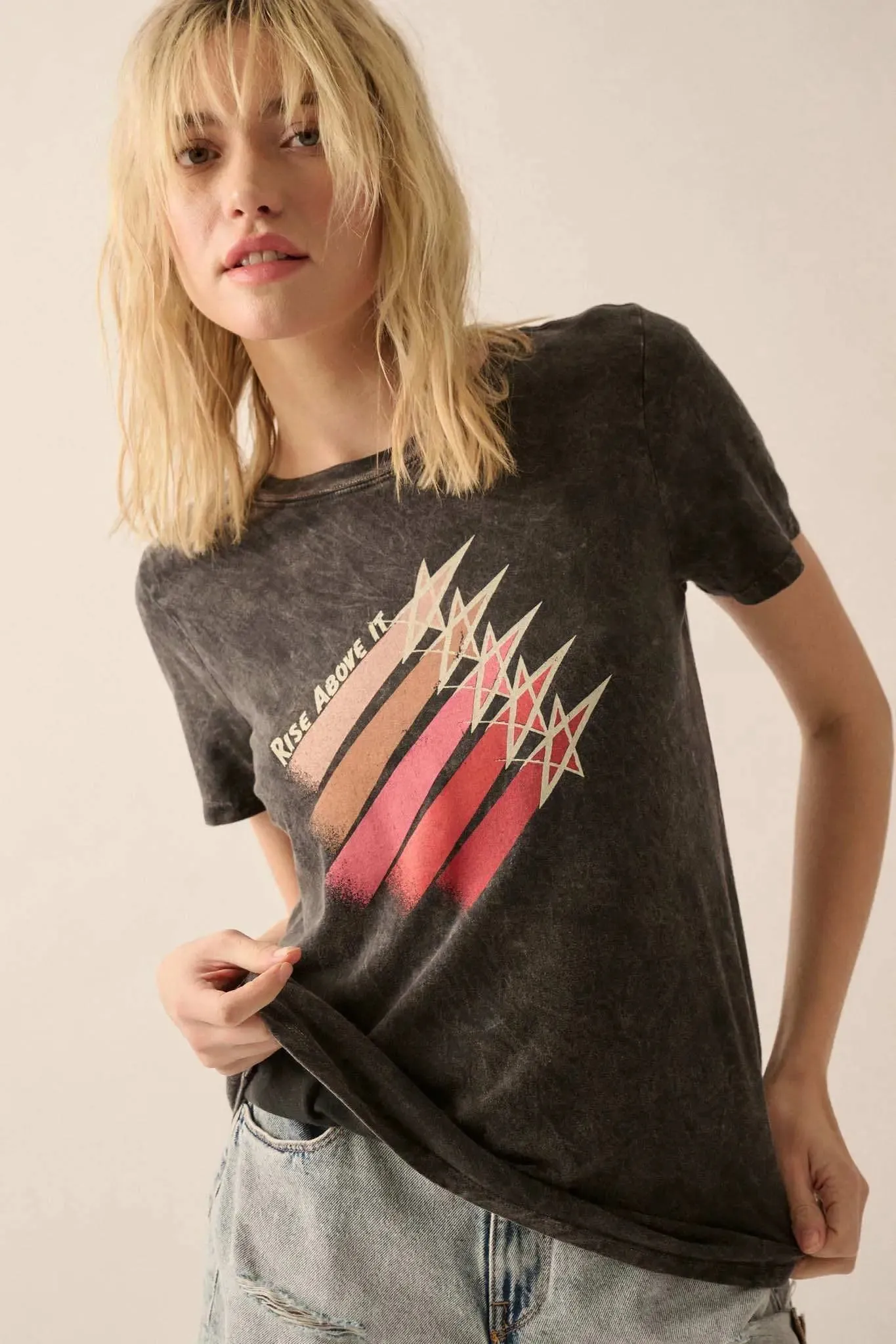 Rise Above It Vintage-Wash Graphic Tee sold by Promesa